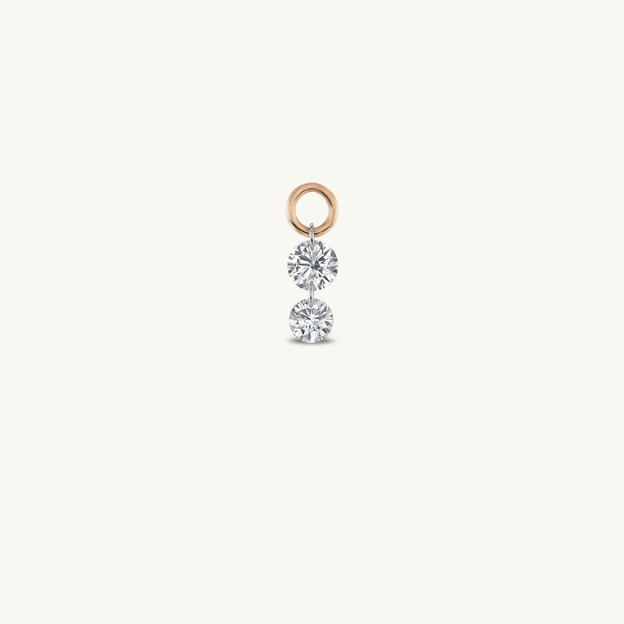 Double Pierced Diamond Charm for Huggies