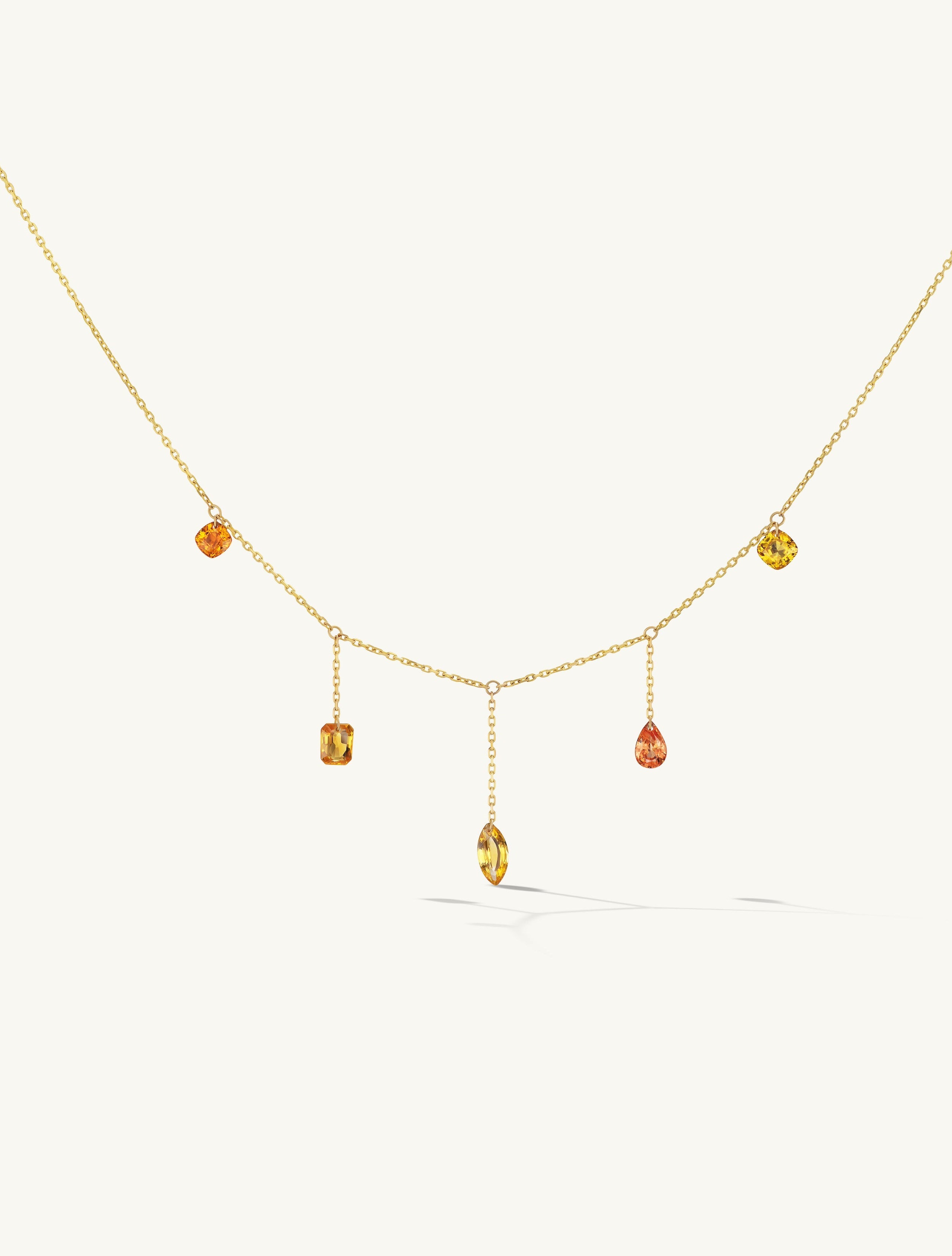 Five Pierced Orange Sapphire Necklace