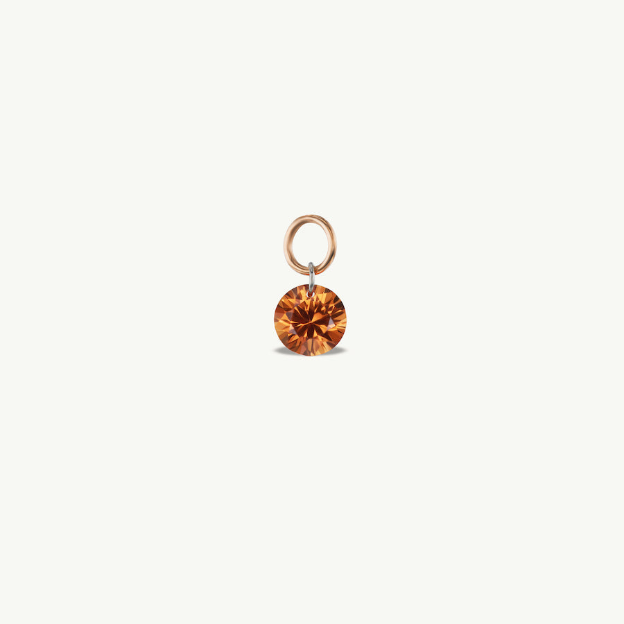Small Round Pierced Orange Sapphire Charm for Huggies