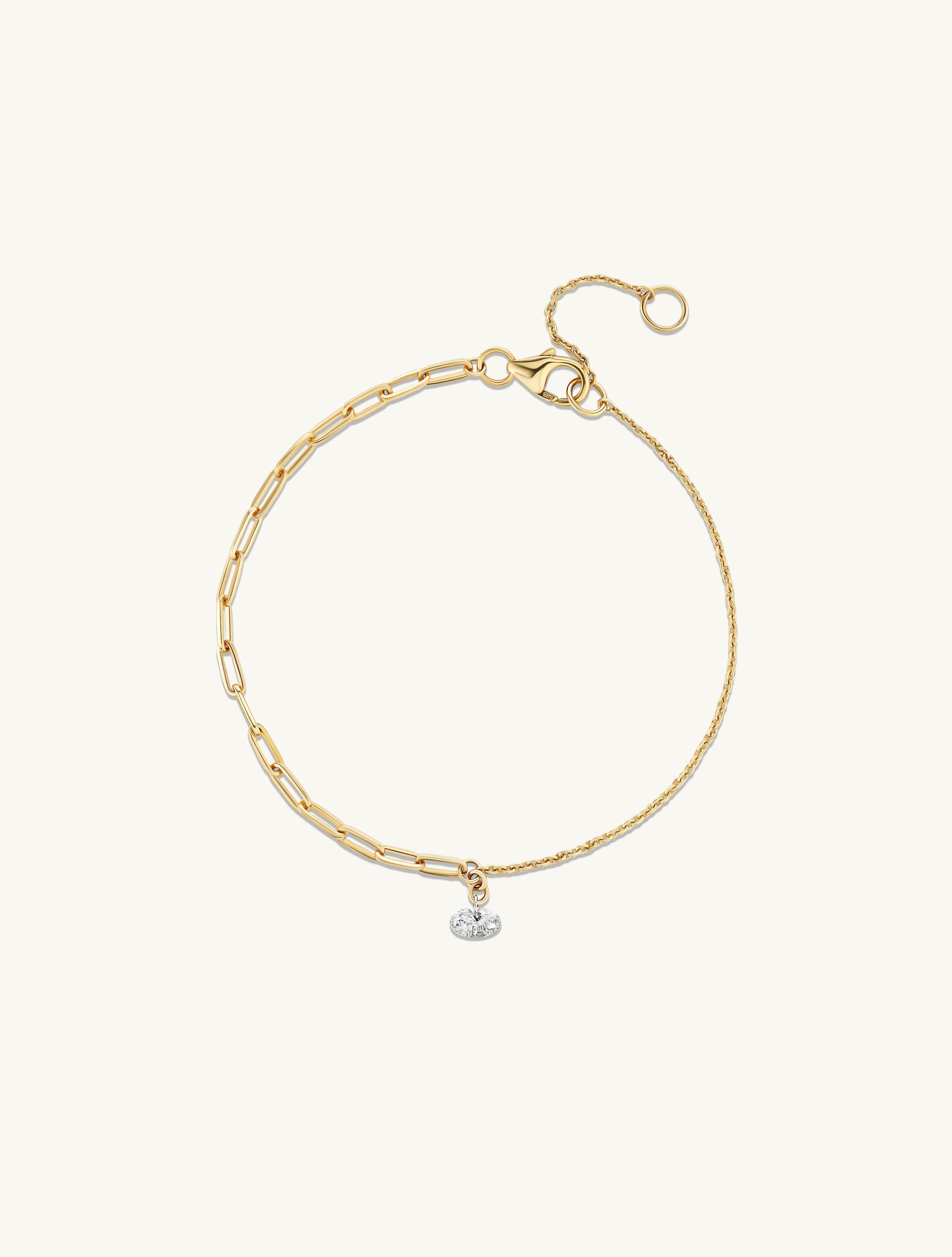 Pierced Oval Diamond Duo Chain Bracelet