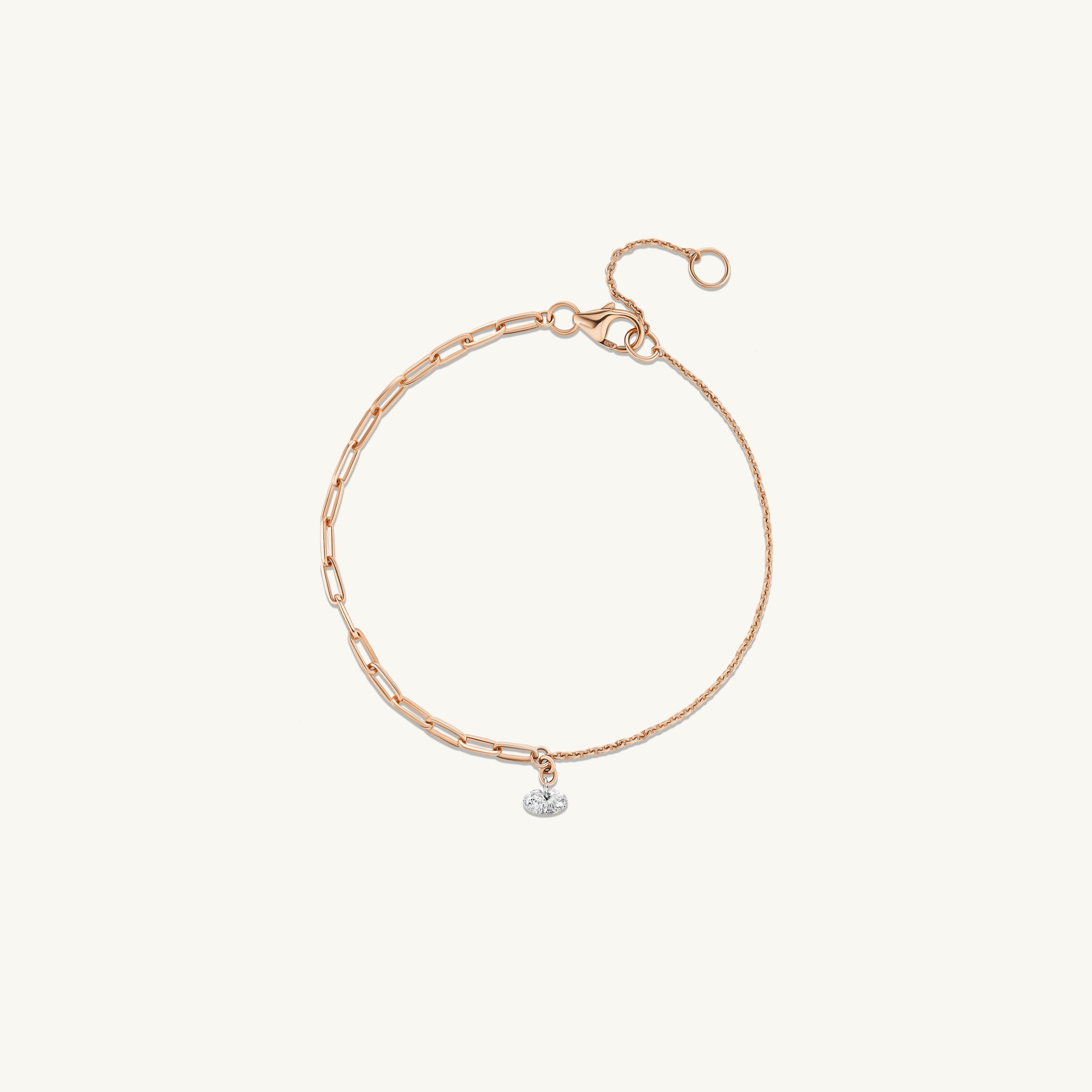 Pierced Oval Diamond Duo Chain Bracelet