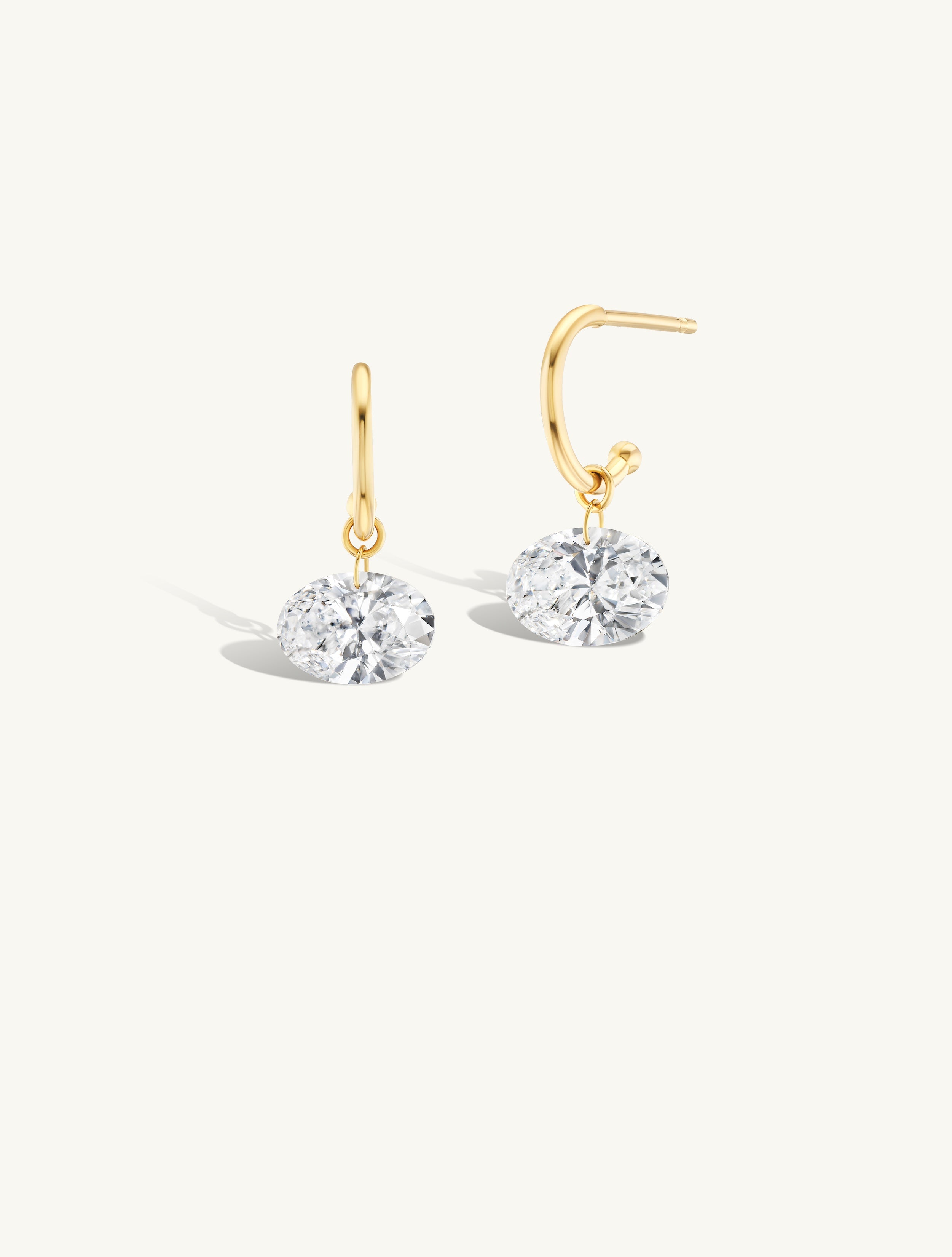 1 Carat Oval Pierced Diamond Earring