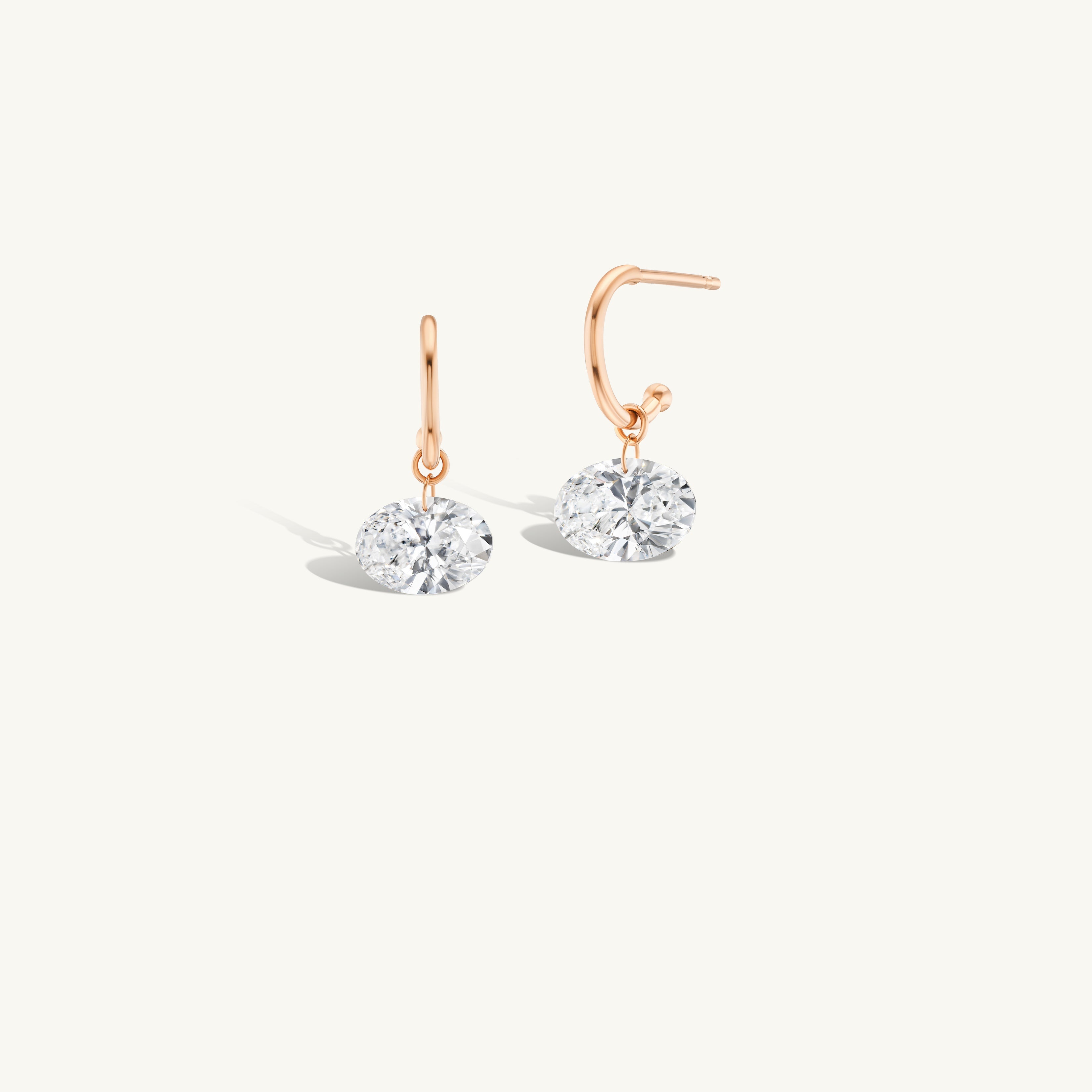 1 Carat Oval Pierced Diamond Earring