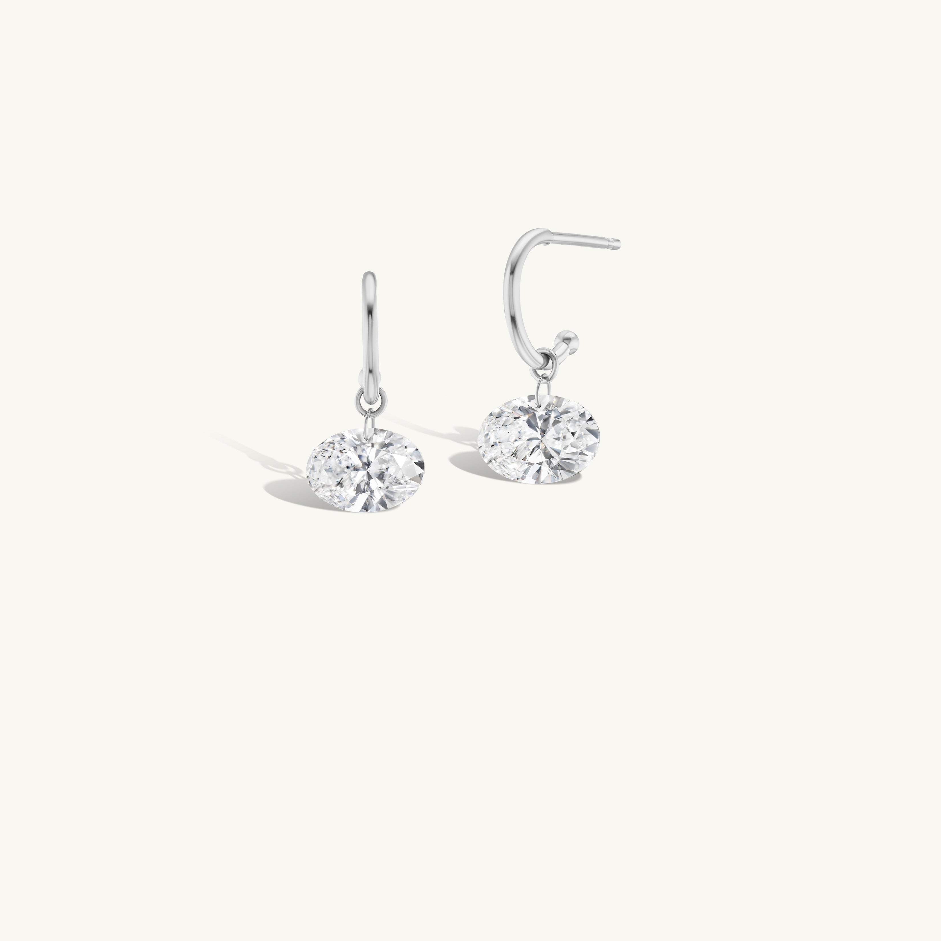 1 Carat Oval Pierced Diamond Earring