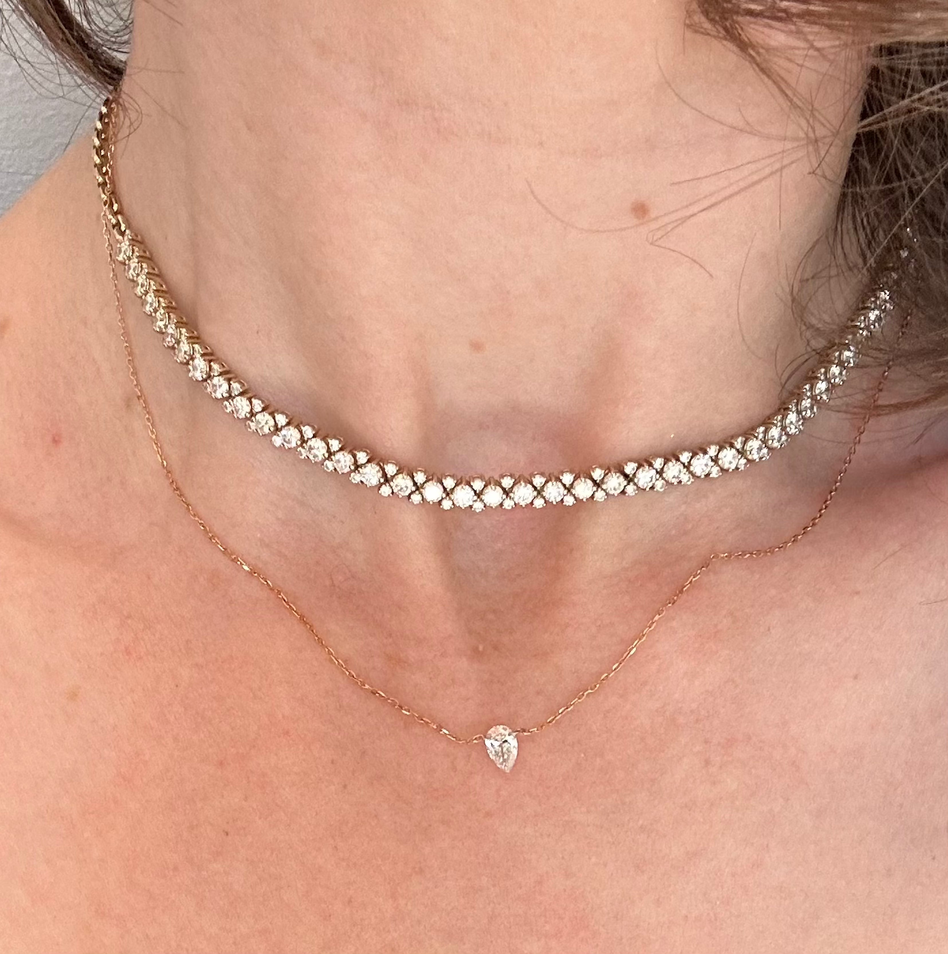 Pierced Solitaire Pear Necklace - In Stock