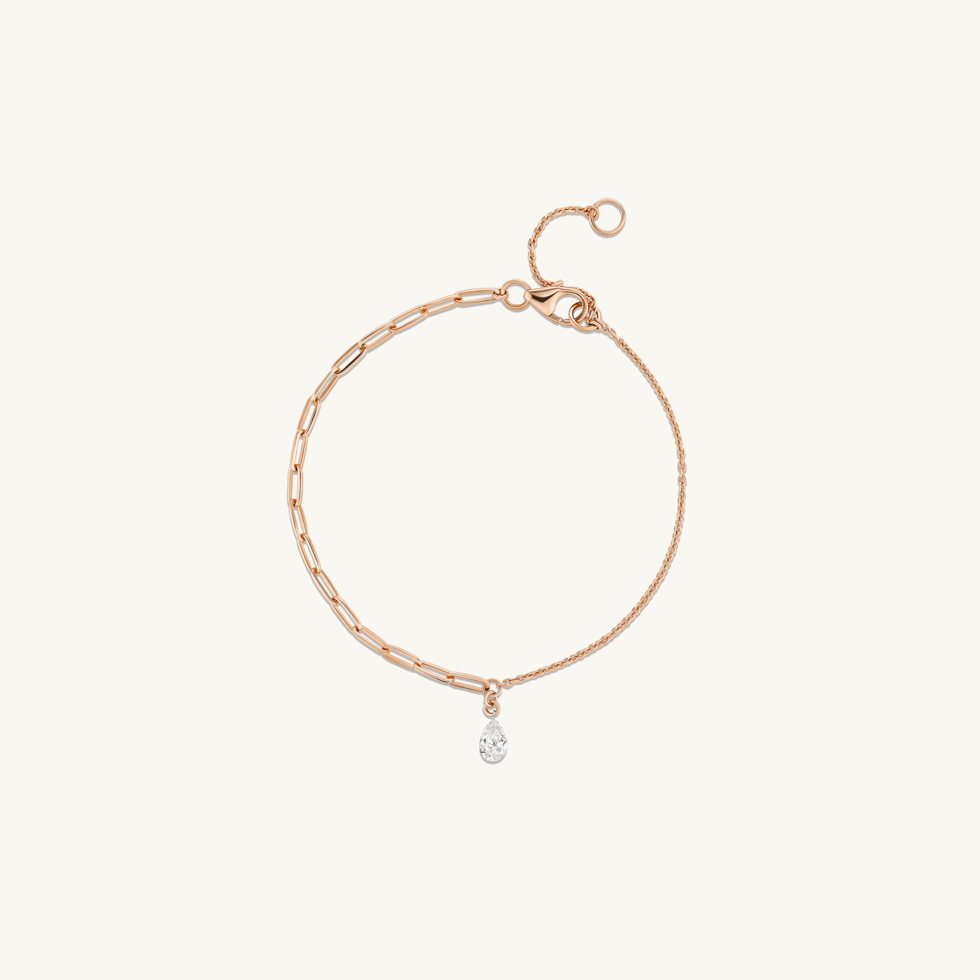 Pierced Pear Diamond Duo Chain Bracelet