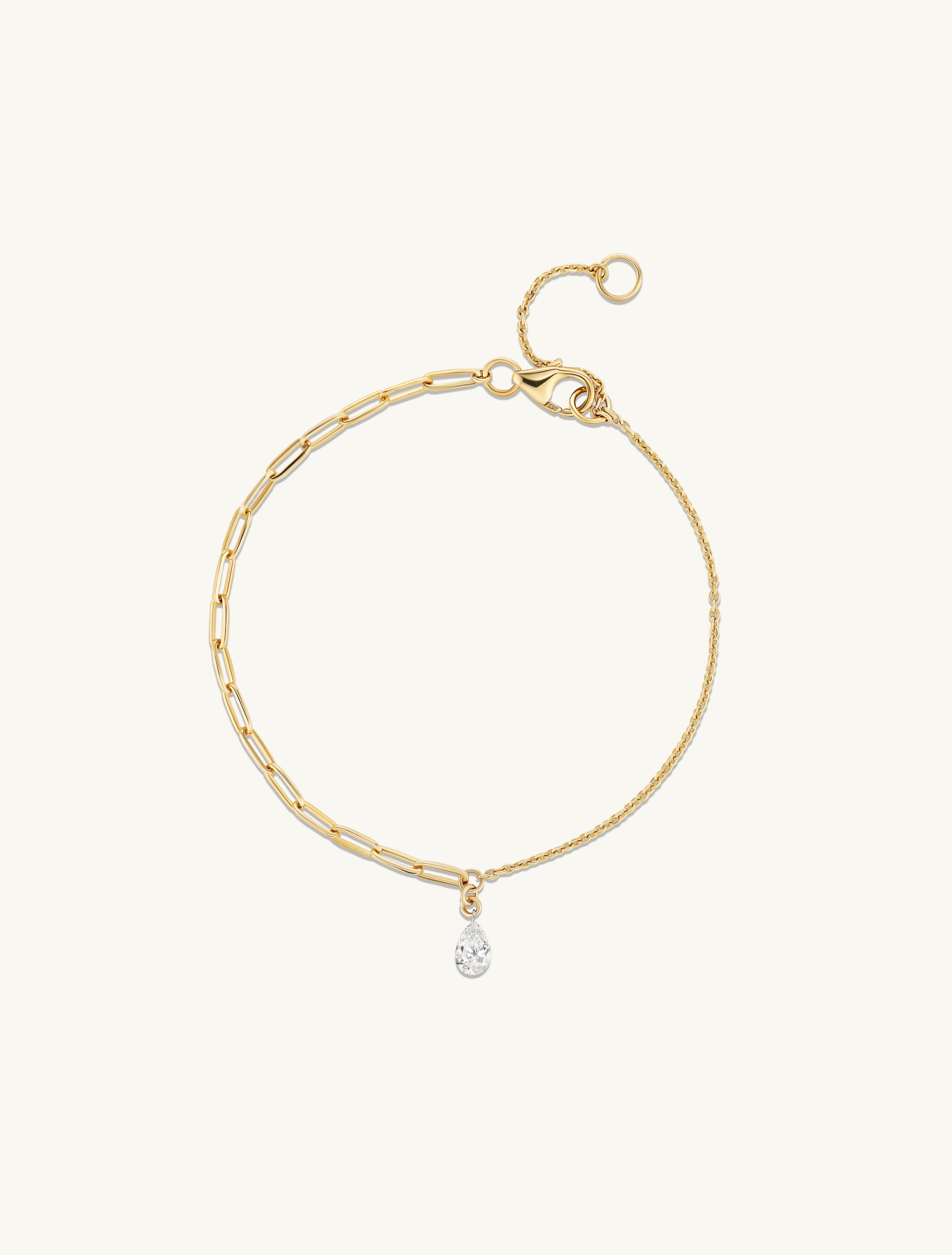 Pierced Pear Diamond Duo Chain Bracelet