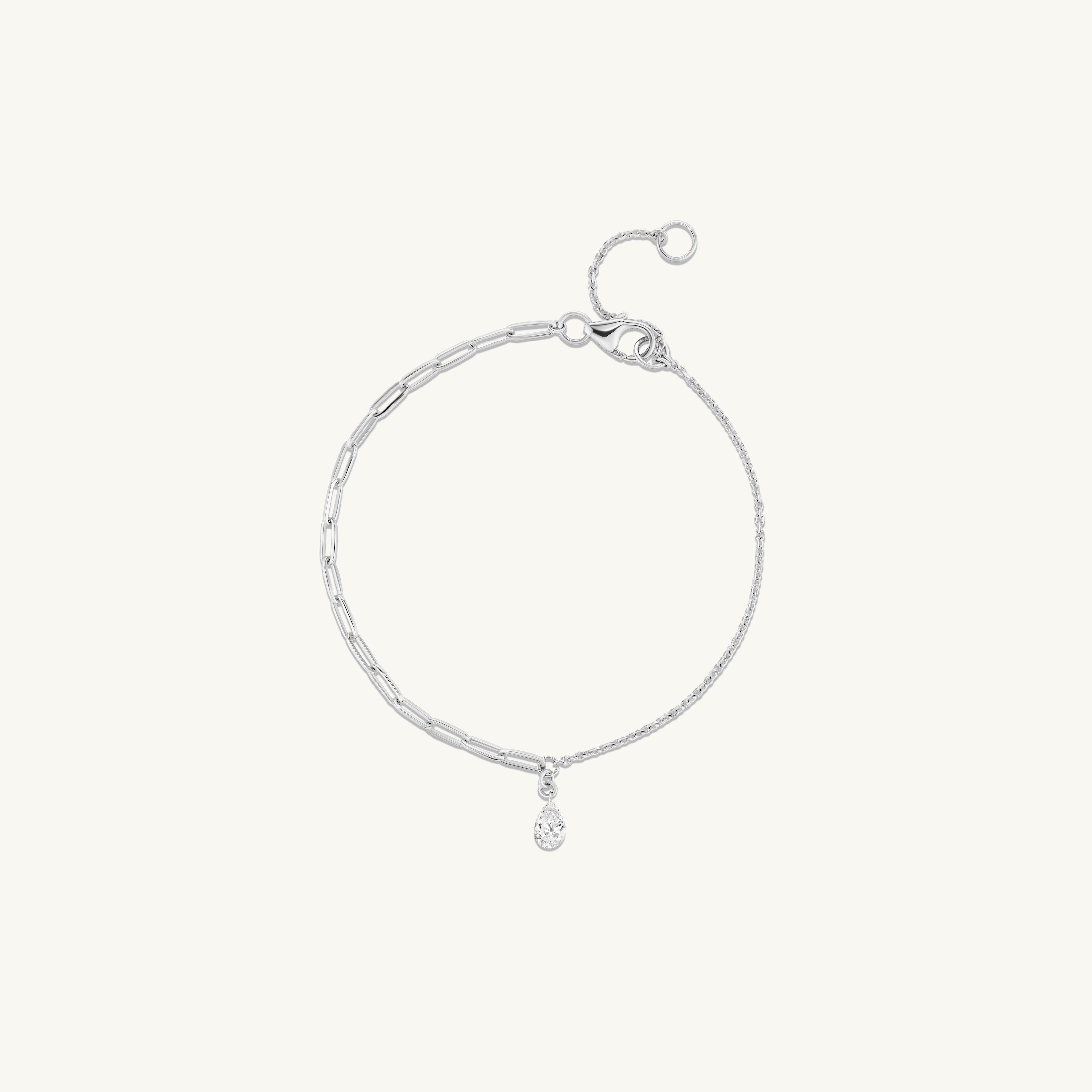 Pierced Pear Diamond Duo Chain Bracelet