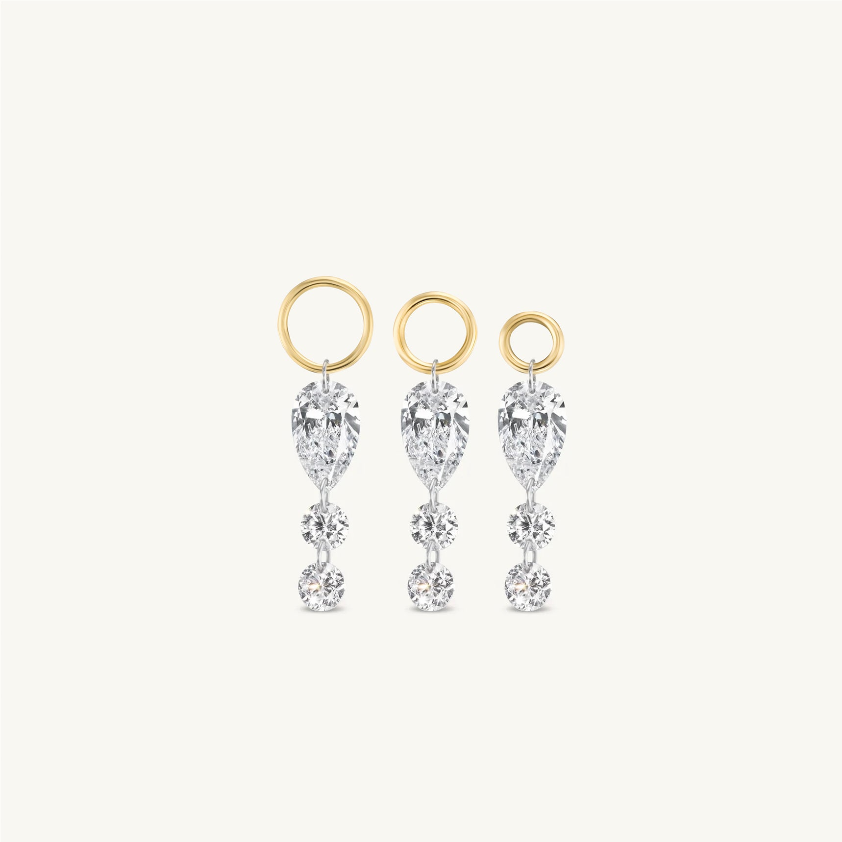 Pear + Duo Round Pierced Diamond Charm for Huggies