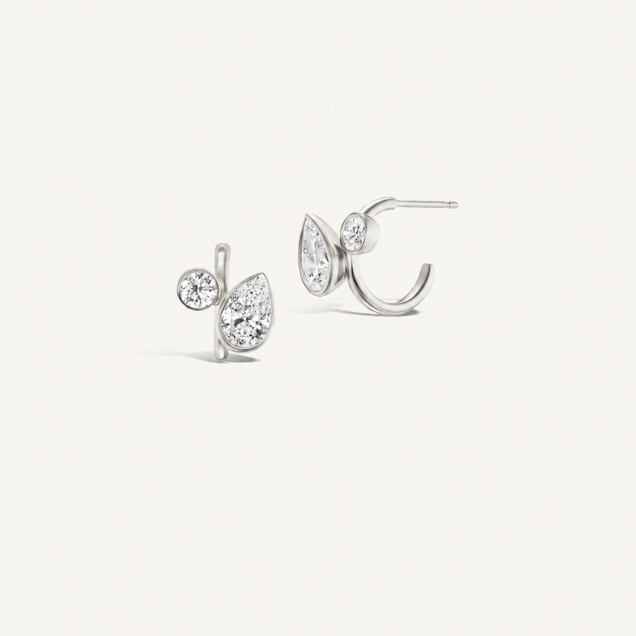 Pear + Round Trace Huggie