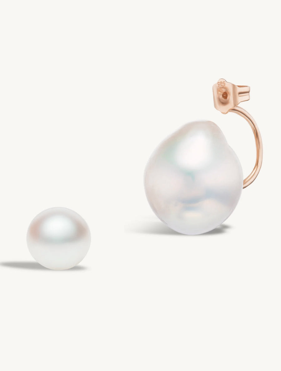 Pearl Studs with Pearl Earring Jacket Pair