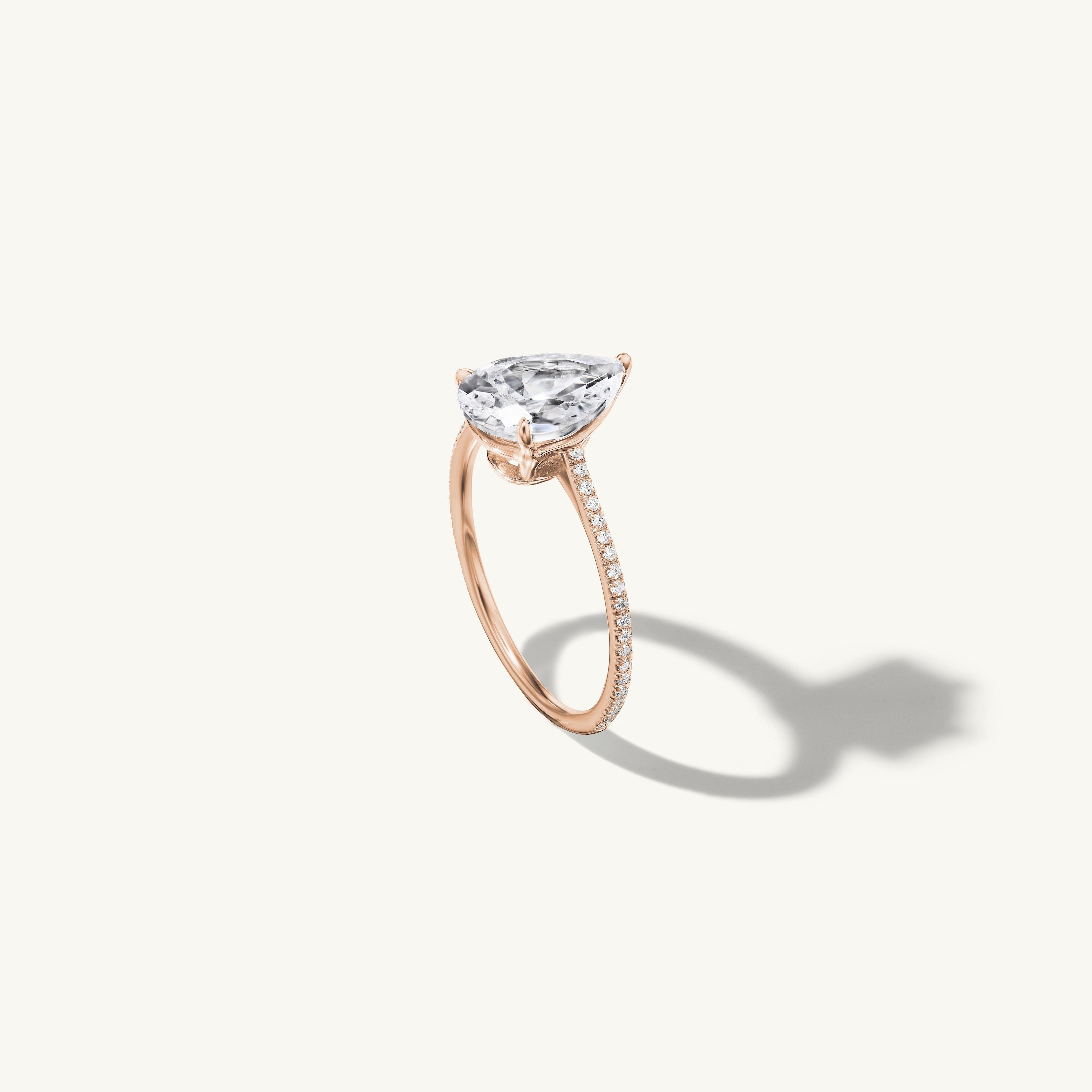 Pave Floating Pear Engagement Ring