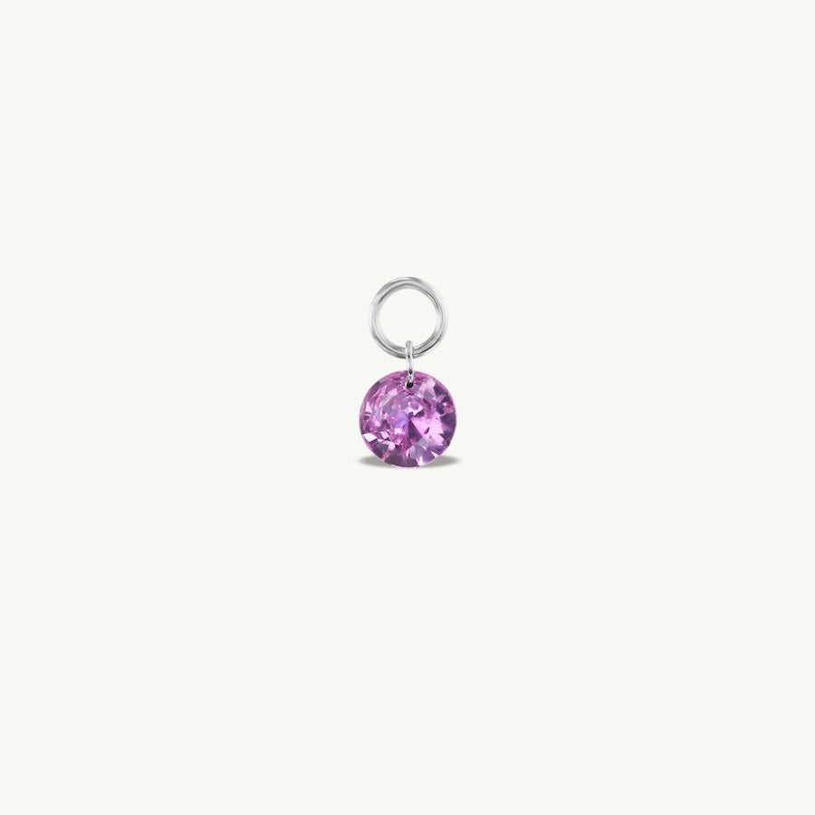 Small Round Pierced Pink Sapphire Charm for Huggies