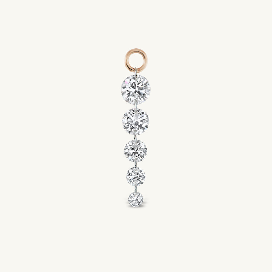 Large Quintuple Pierced Diamond Charm for Huggies
