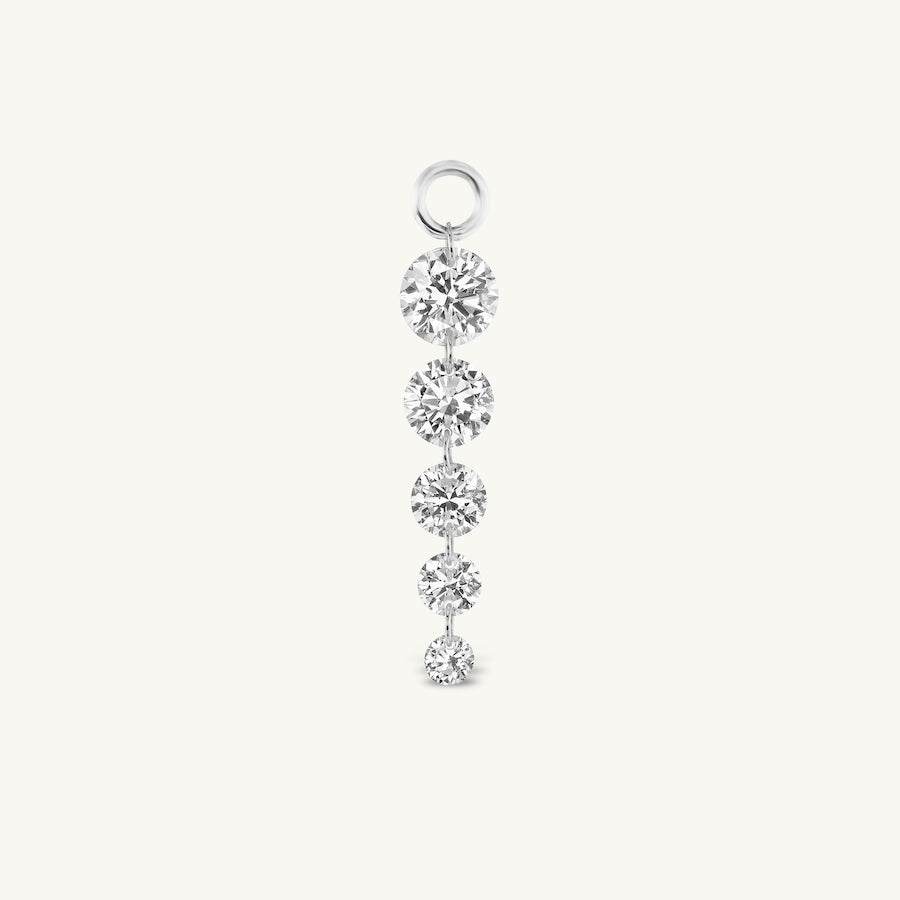 Large Quintuple Pierced Diamond Charm for Huggies