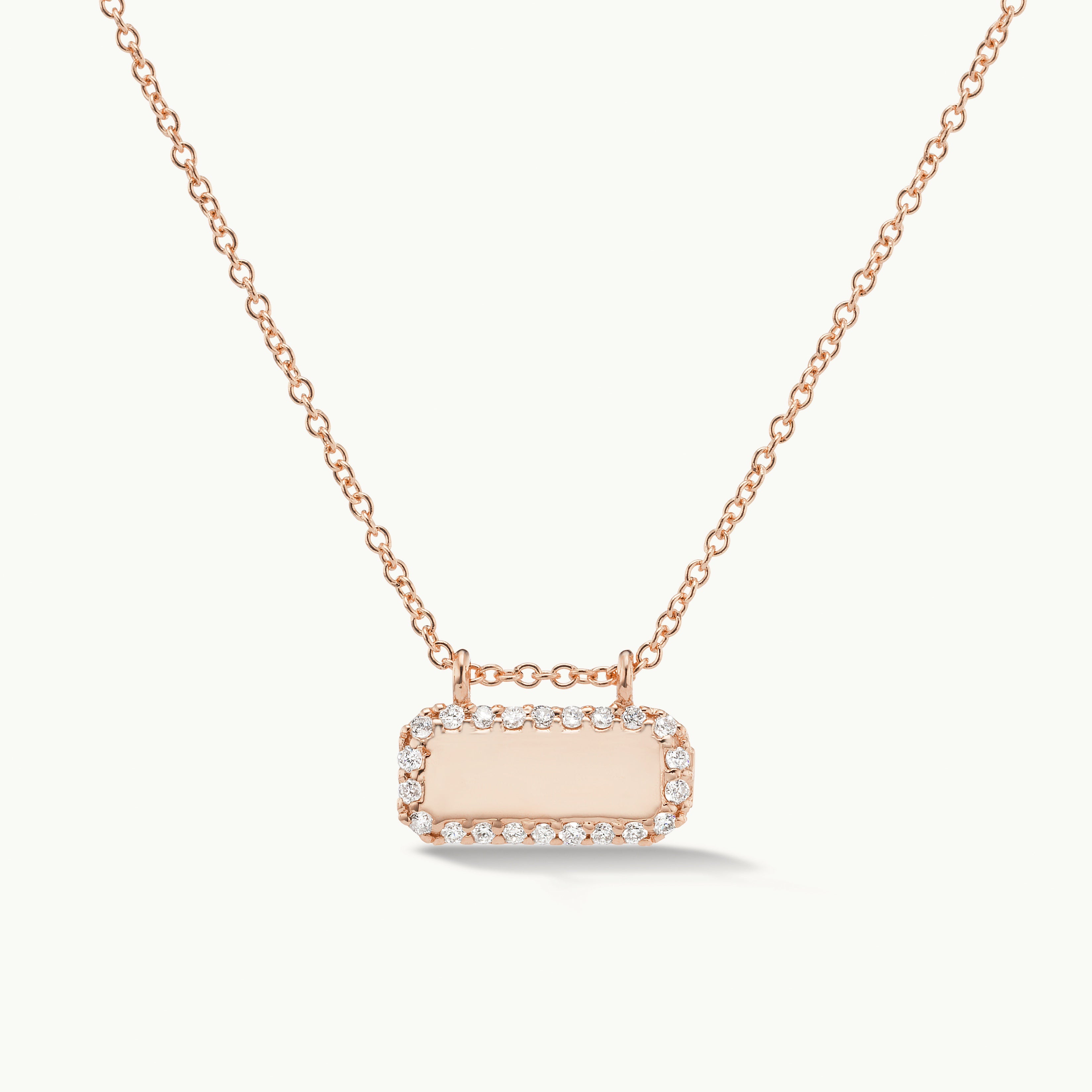 Horizontal Diamond Edge Tag Necklace
