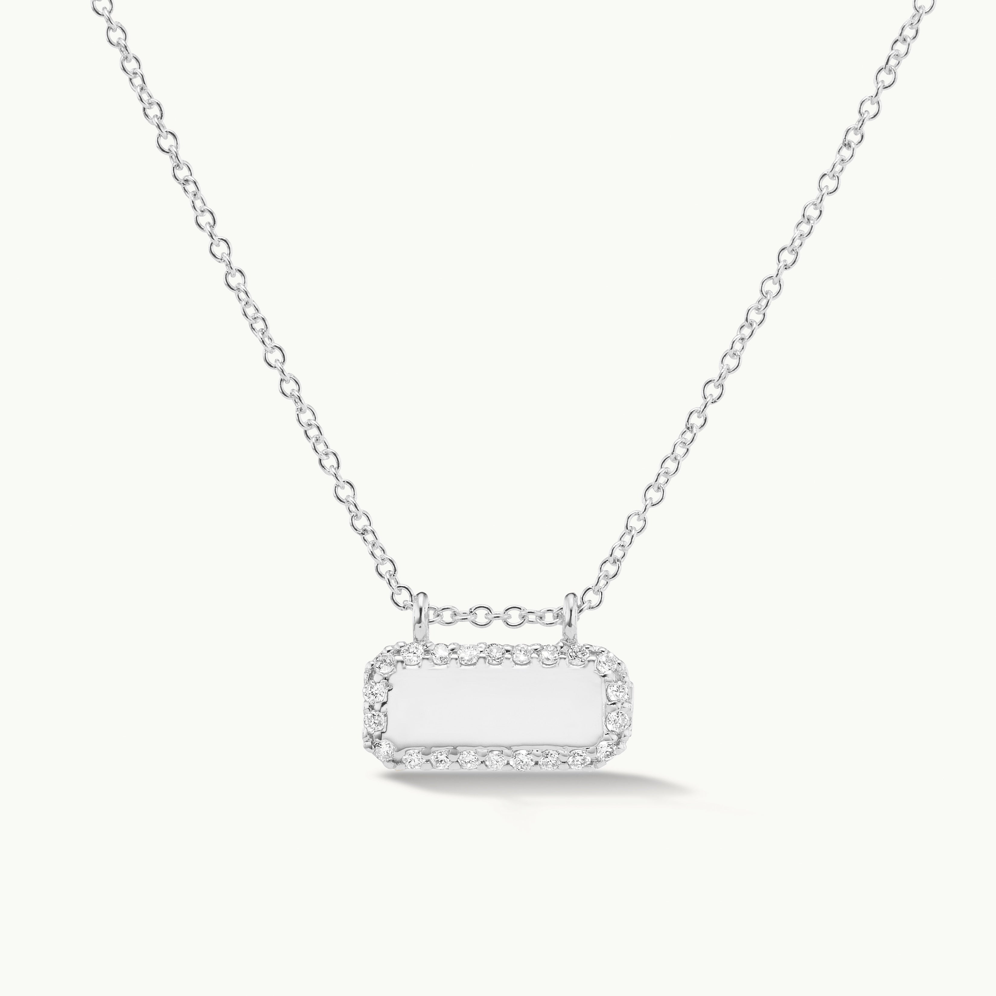 Horizontal Diamond Edge Tag Necklace