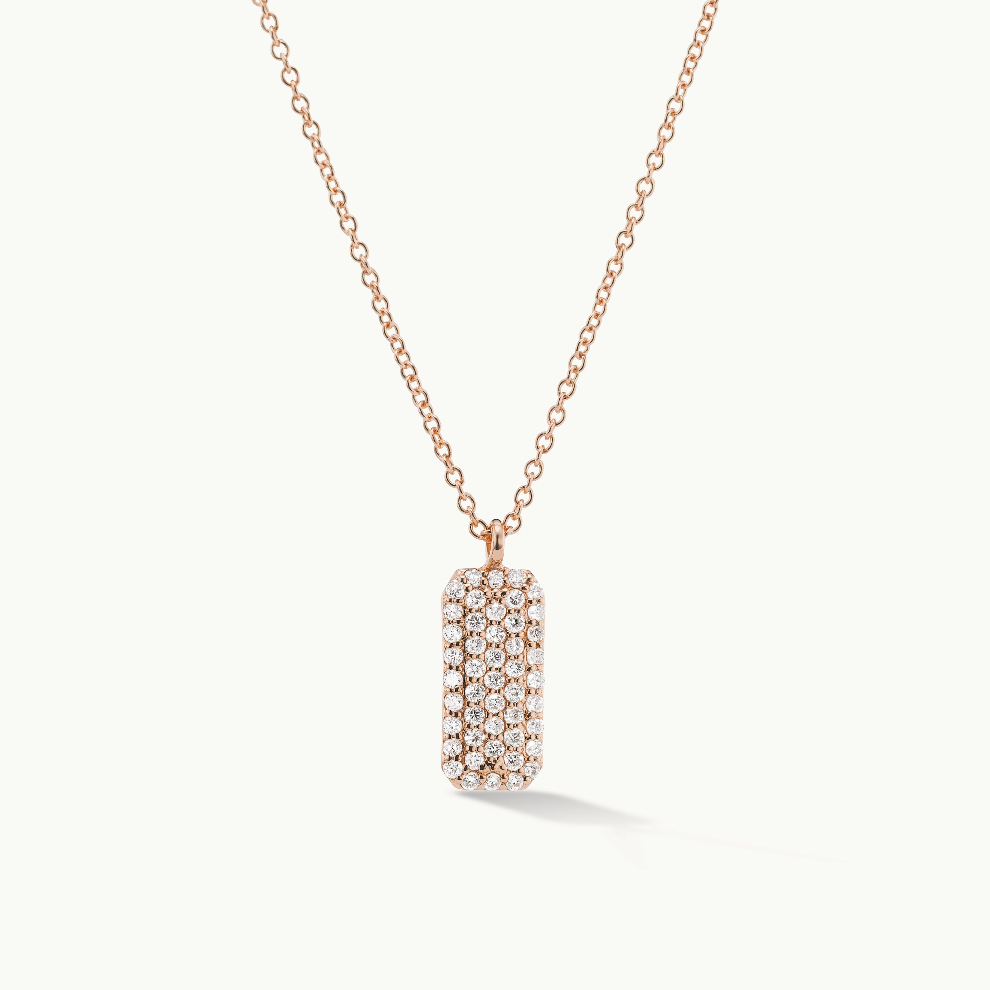 Vertical Diamond Studded Tag Necklace