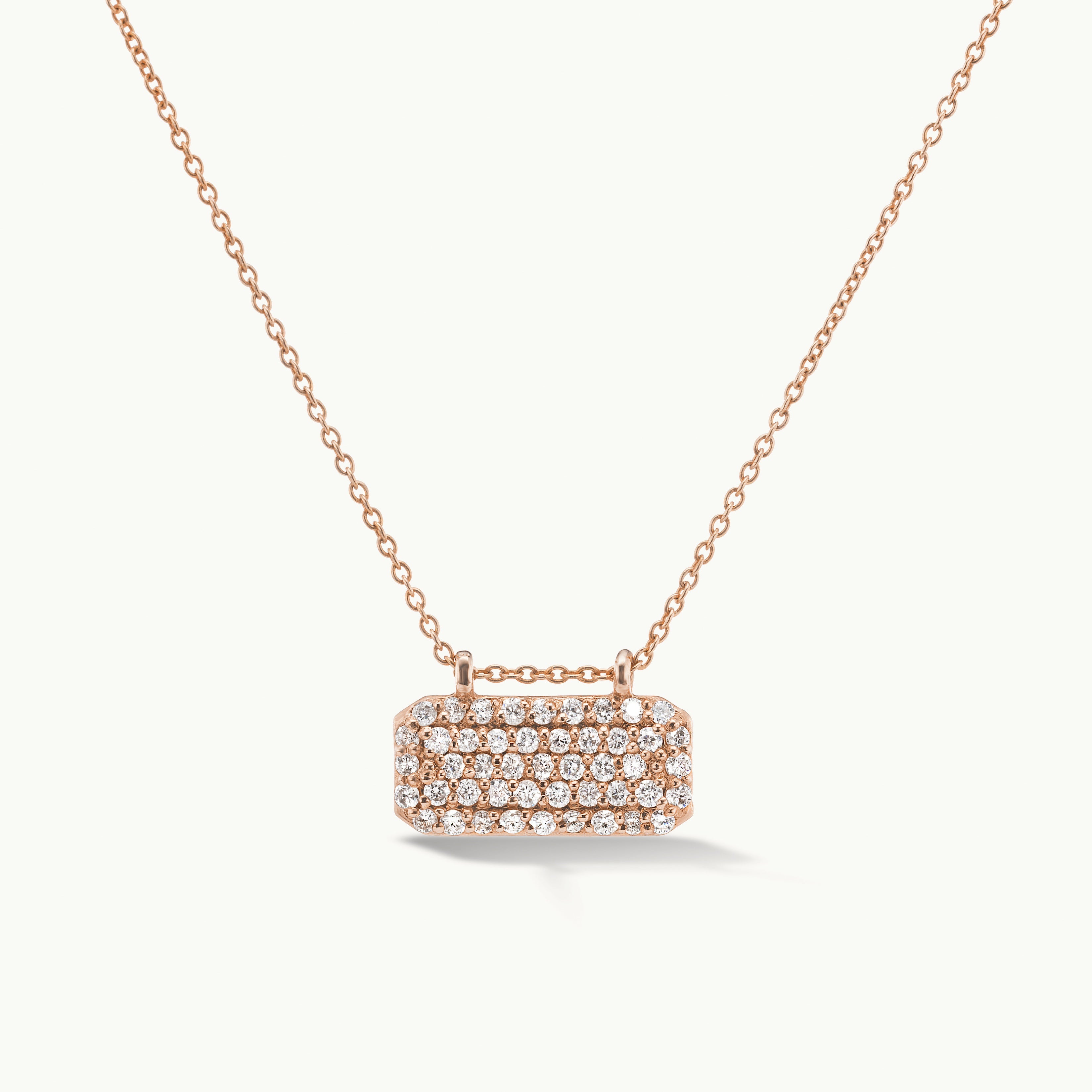 Horizontal Diamond Studded Tag Necklace