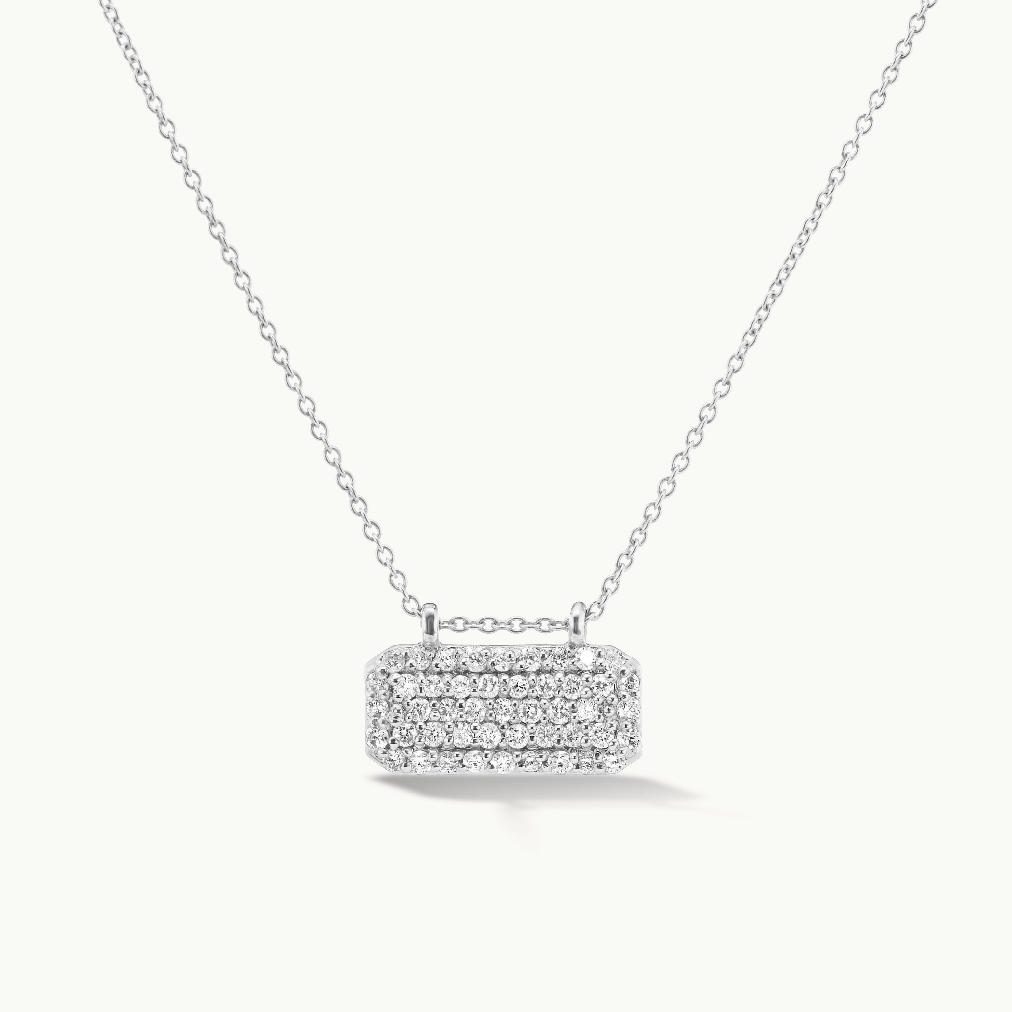 Horizontal Diamond Studded Tag Necklace