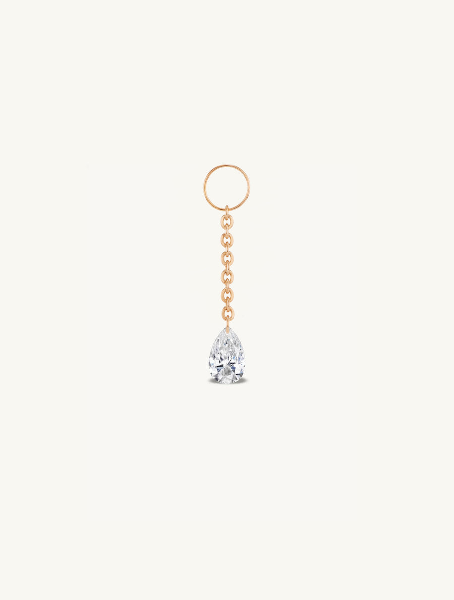 Dangling Pear Pierced Diamond Charm for Huggies