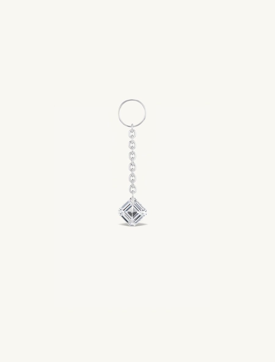 Dangling Asscher Pierced Diamond Charm for Huggies