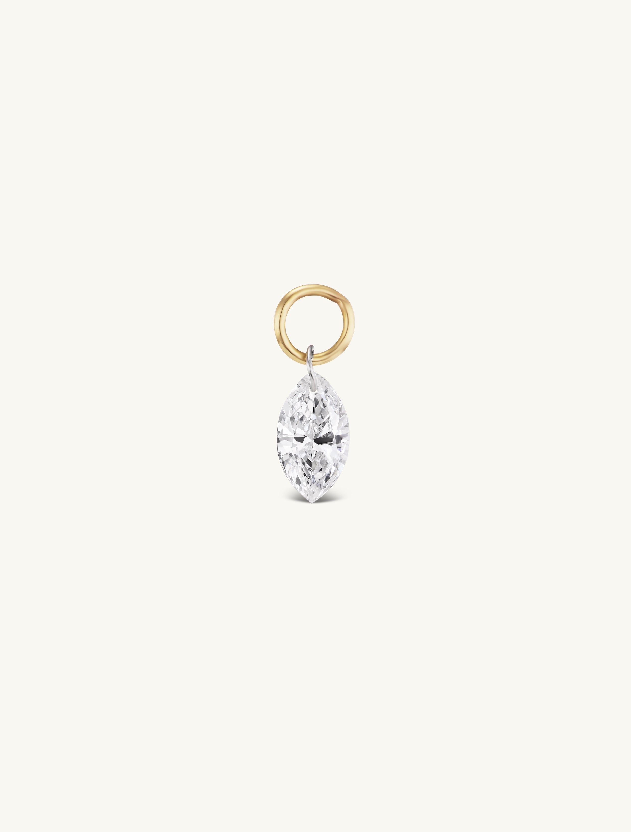 Small Marquise Pierced Diamond Charm for Huggies