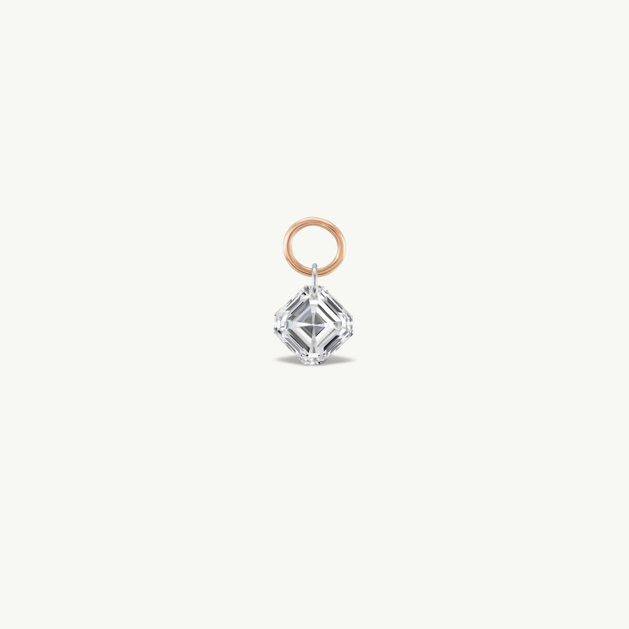 Small Asscher Pierced Diamond Charm for Huggies