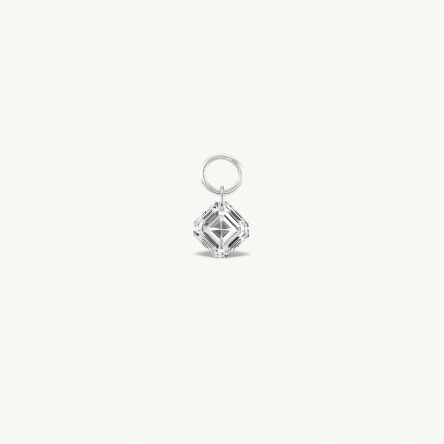 Small Asscher Pierced Diamond Charm for Huggies