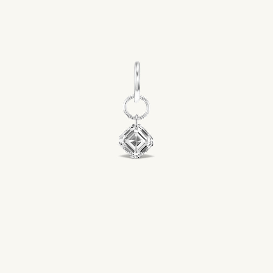 Small Asscher Pierced Diamond Charm for Chains