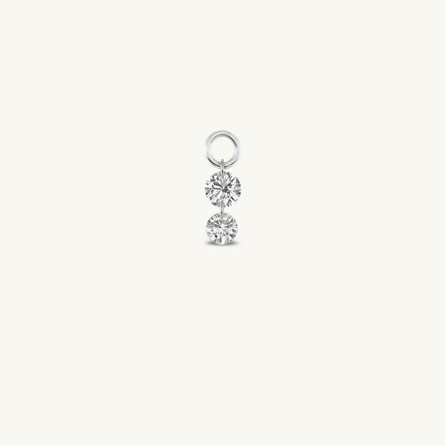 Double Pierced Diamond Charm for Huggies