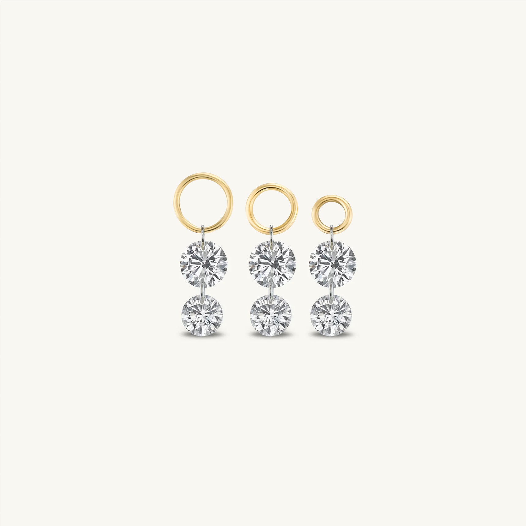 Double Pierced Diamond Charm for Huggies