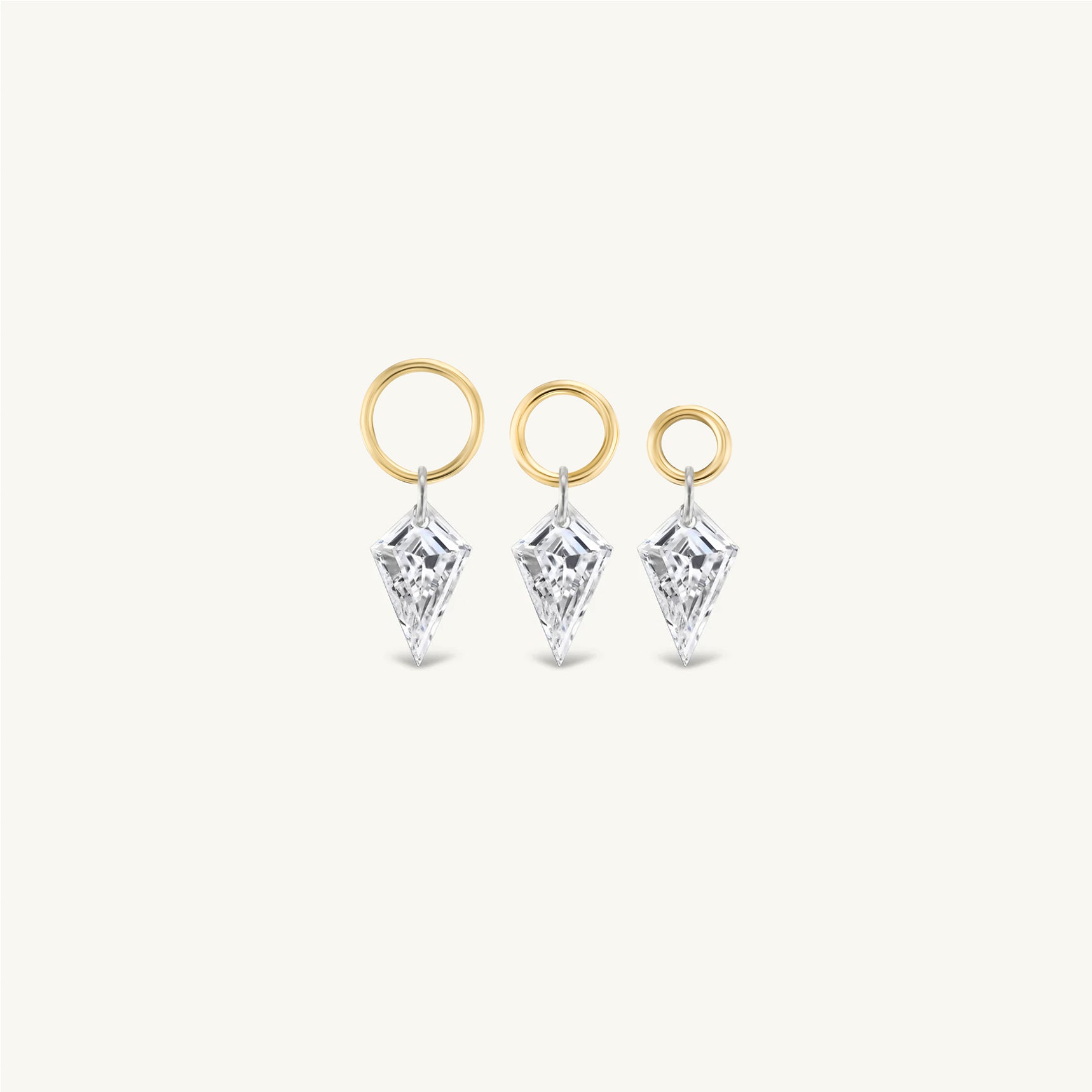 Small Kite Pierced Diamond Charm for Huggies