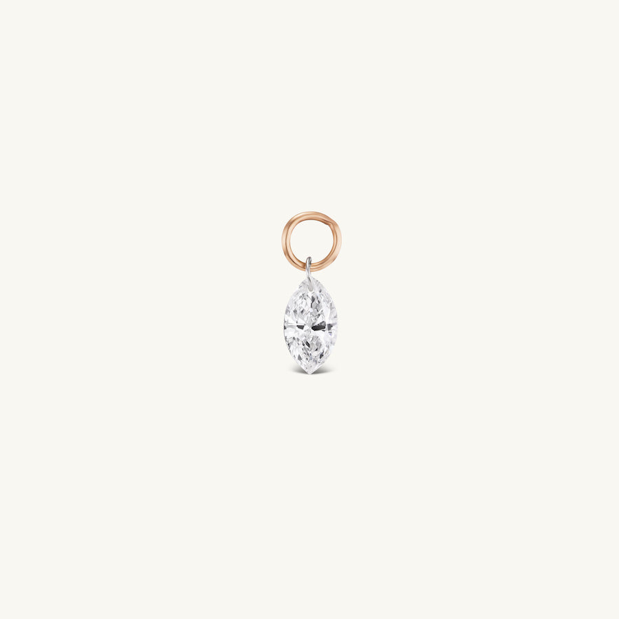 Small Marquise Pierced Diamond Charm for Huggies