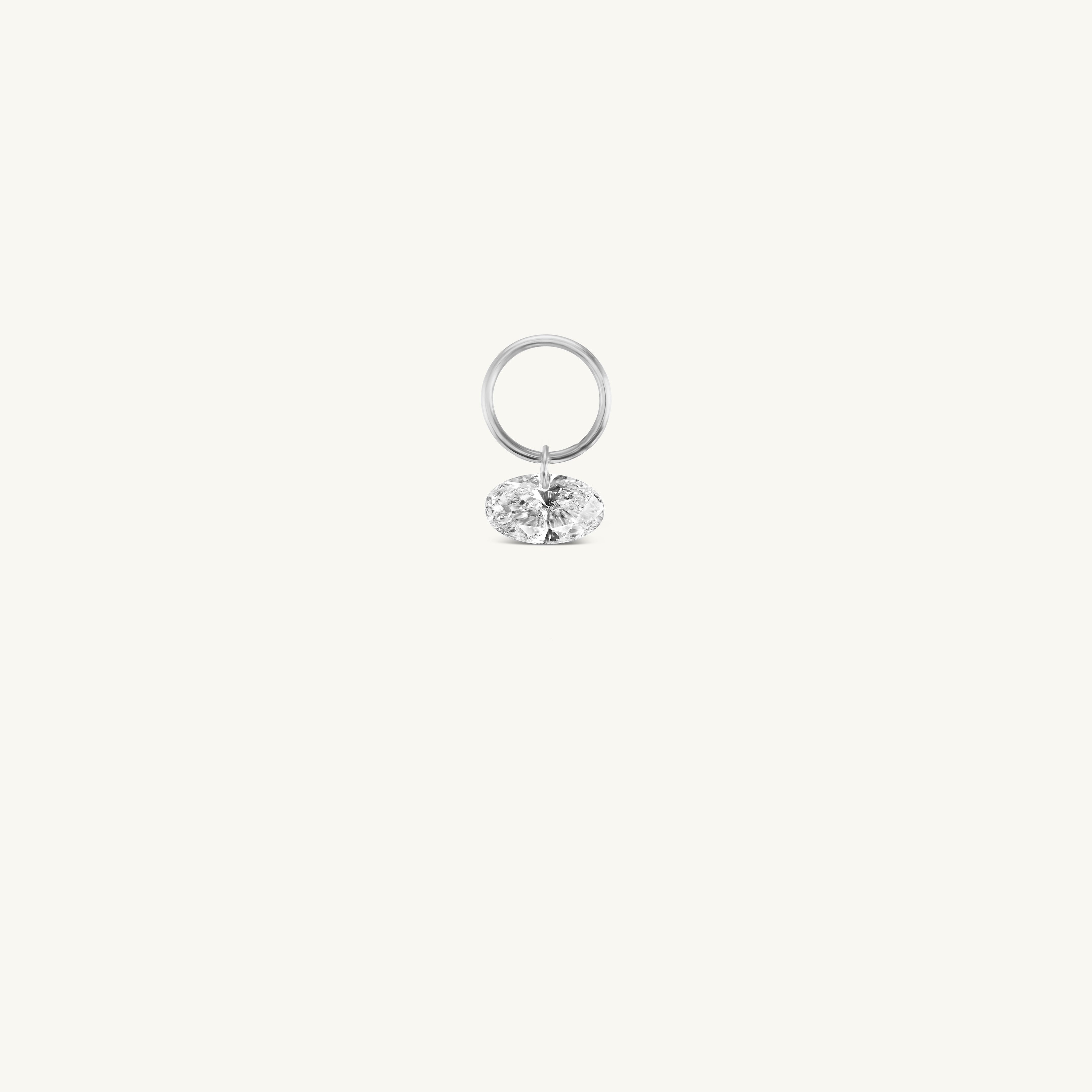 Small Oval Pierced Diamond Charm for Huggies