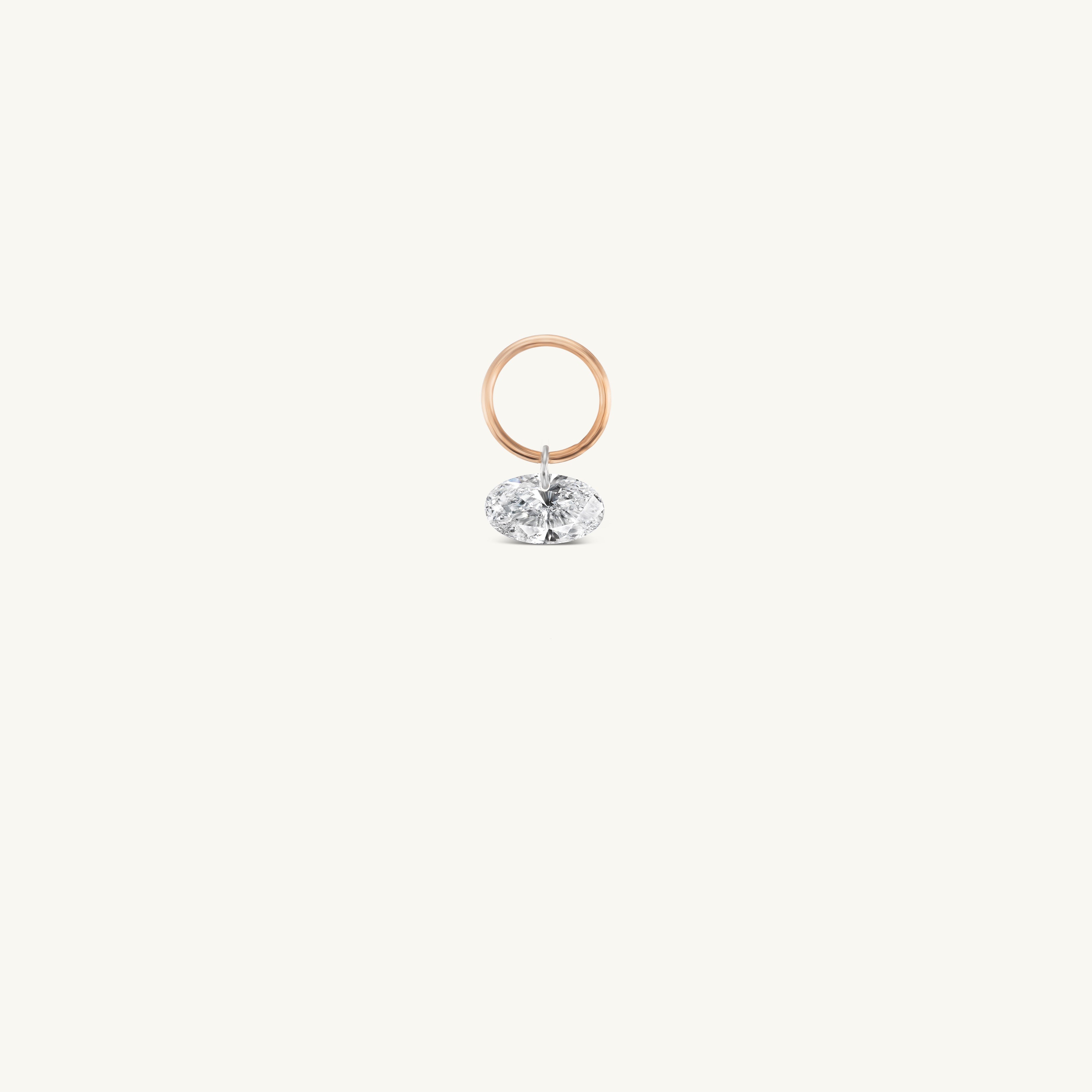Small Oval Pierced Diamond Charm for Huggies