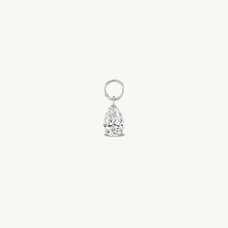 Small Pear Pierced Diamond Charm for Huggies