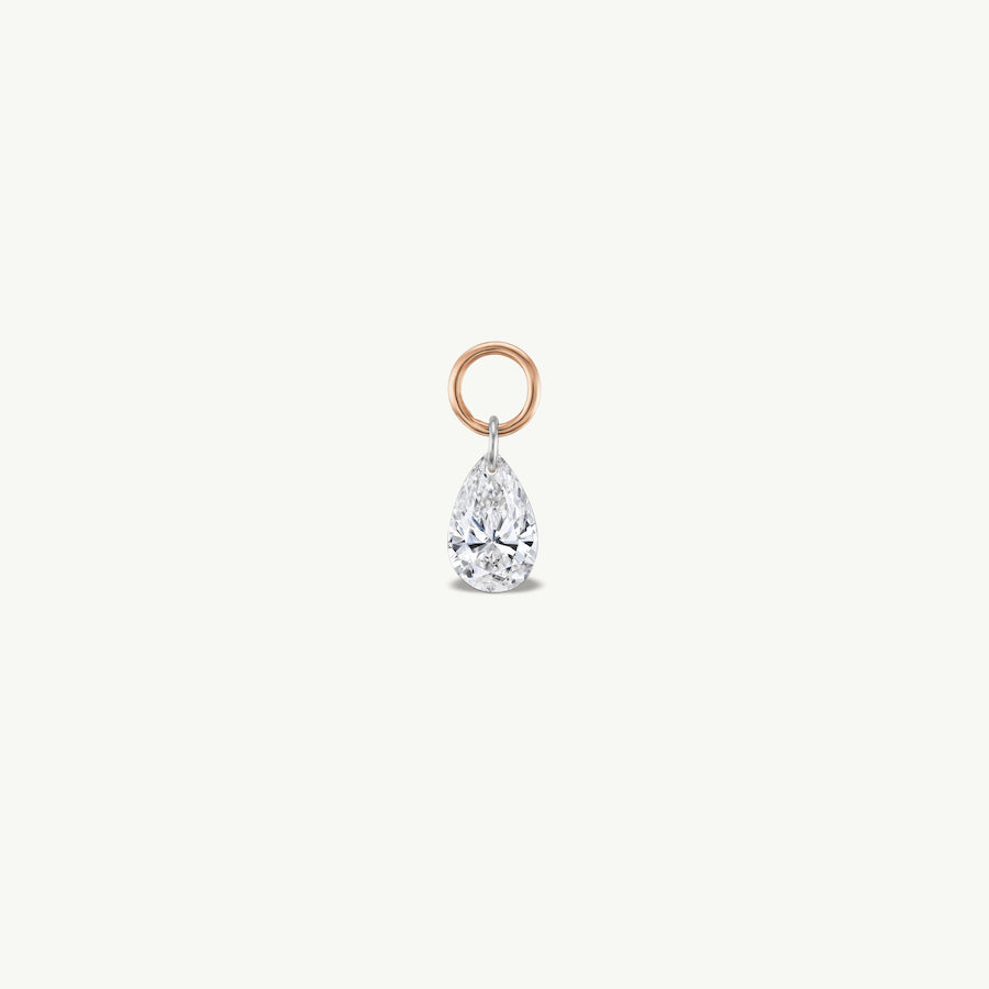 Small Pear Pierced Diamond Charm for Huggies