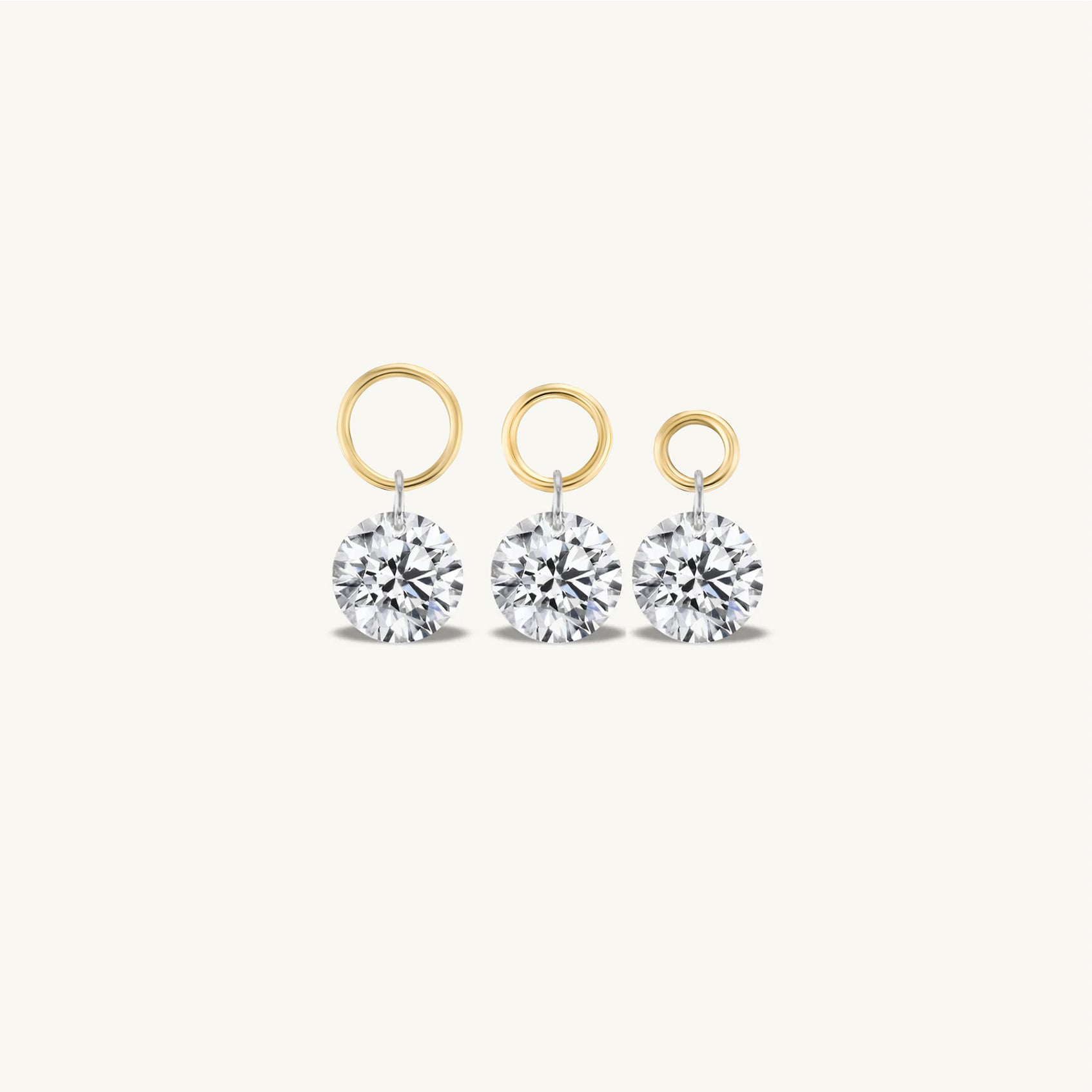 Small Round Pierced Diamond Charm for Huggies