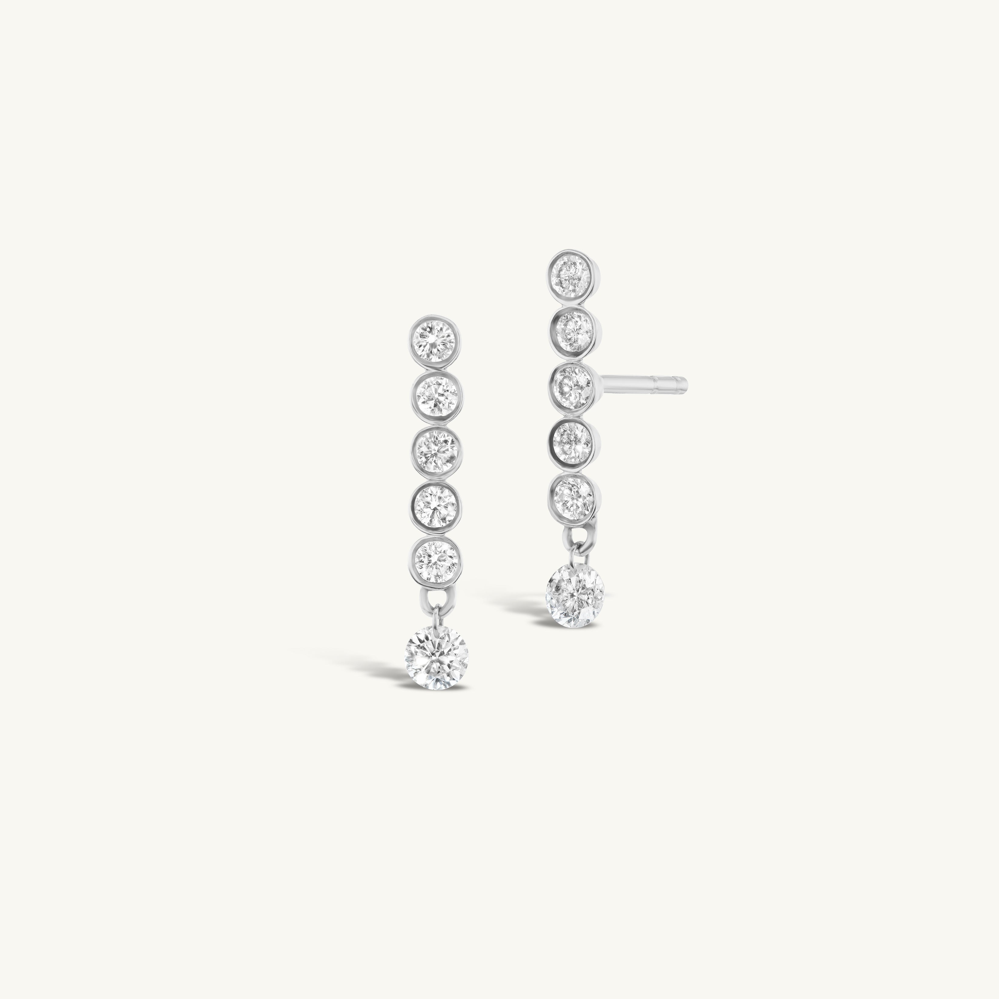 Five Diamond Line with Hanging Pierced Diamond Earring