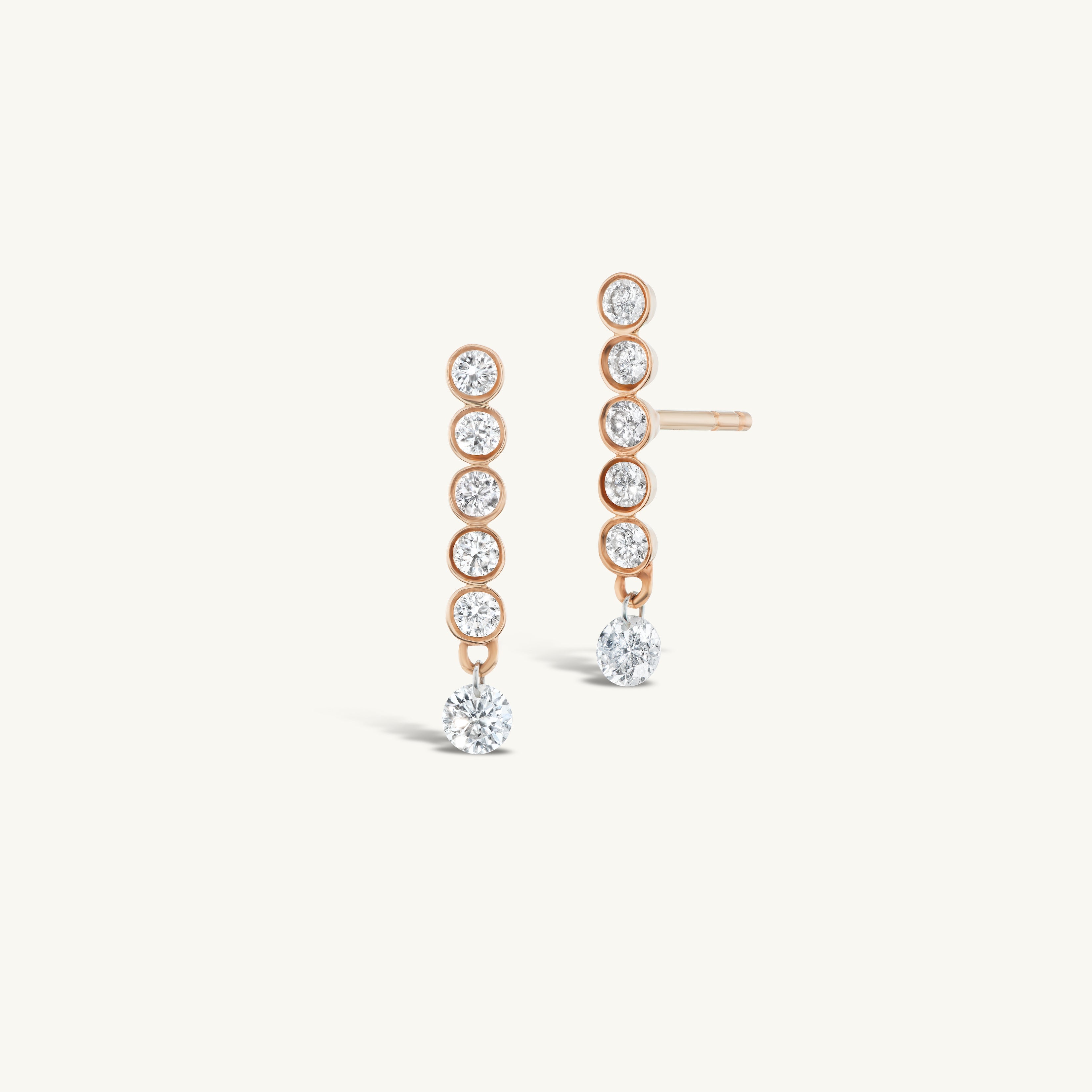 Five Diamond Line with Hanging Pierced Diamond Earring