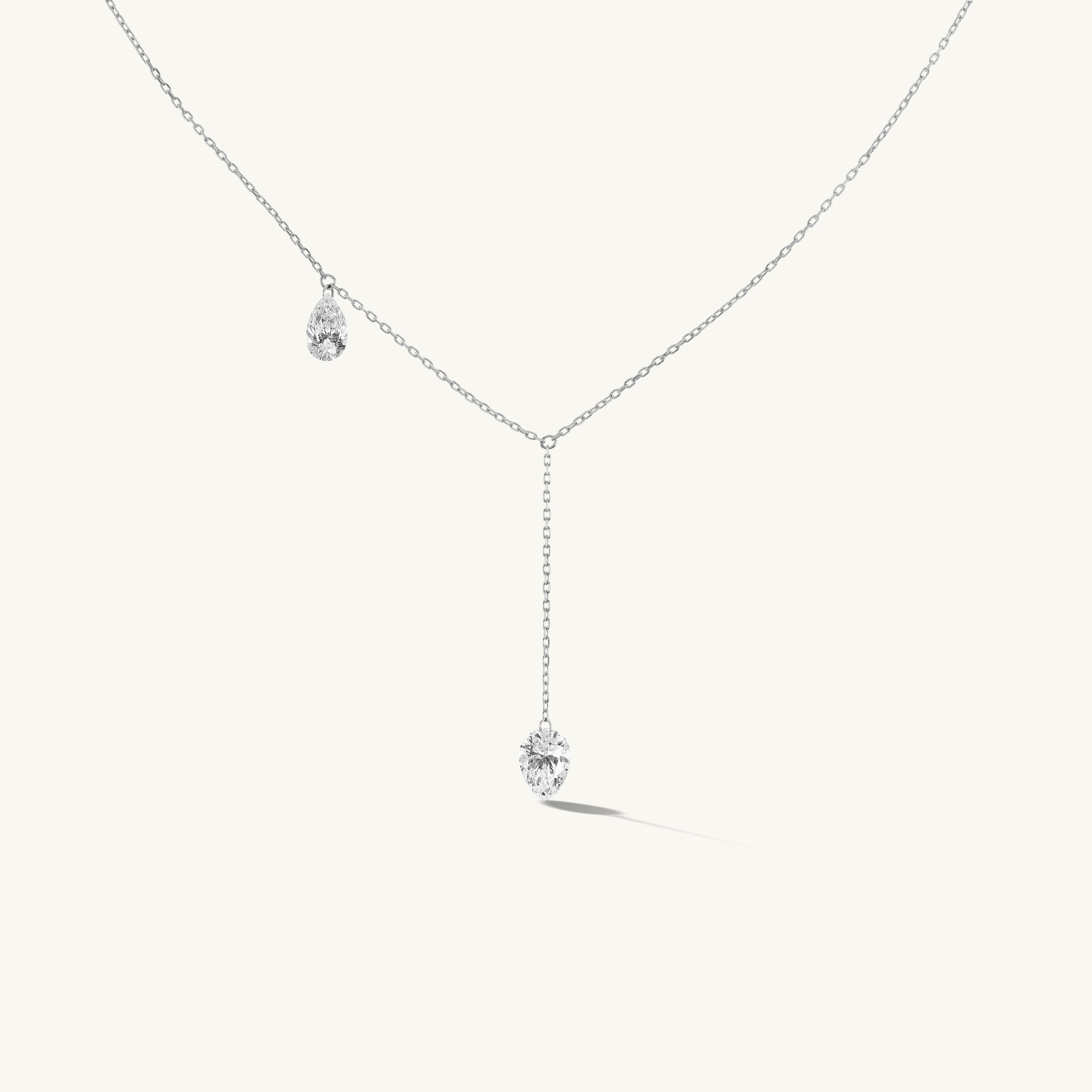 Duo Pierced Pear Diamond Necklace
