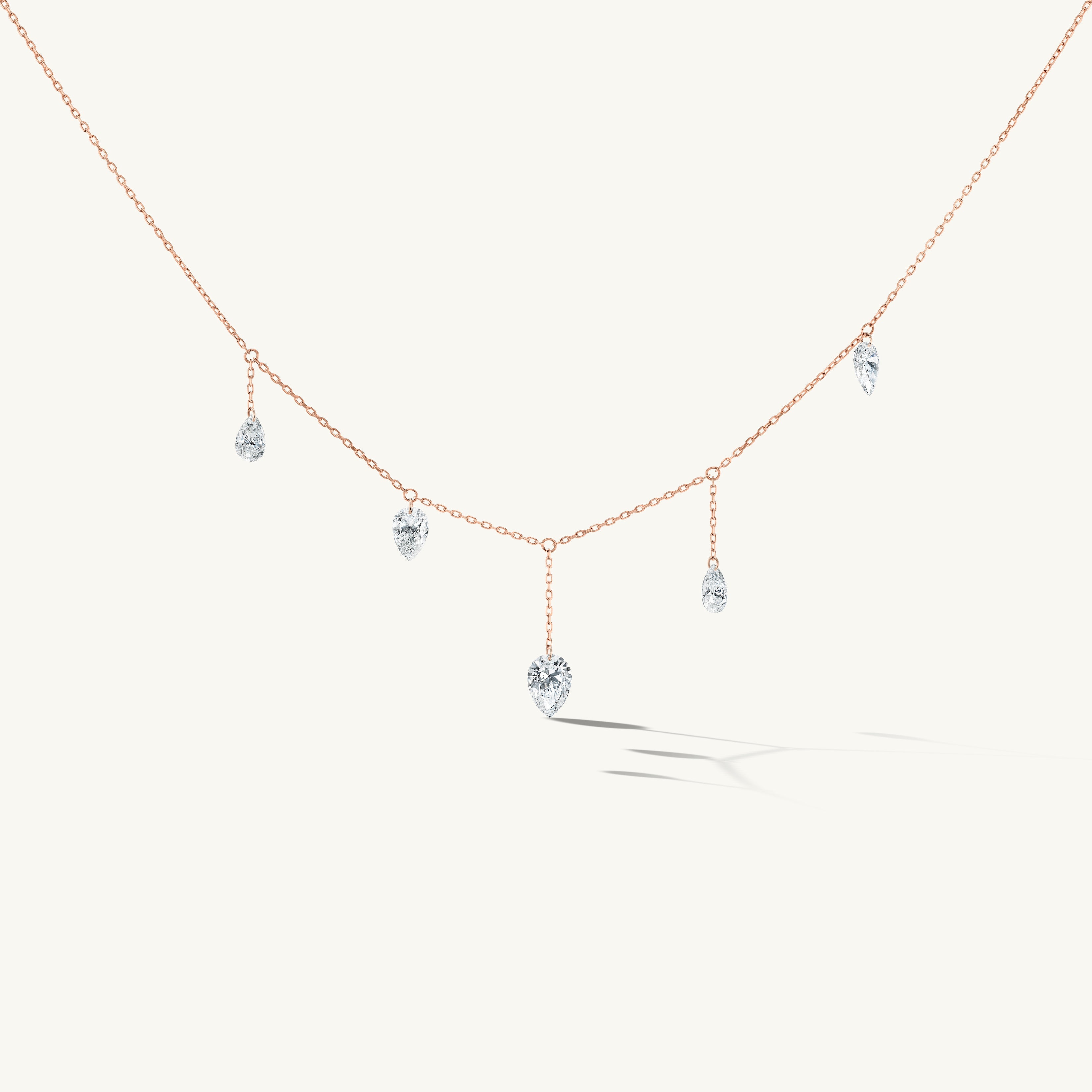Pierced Pear Five Diamond Necklace