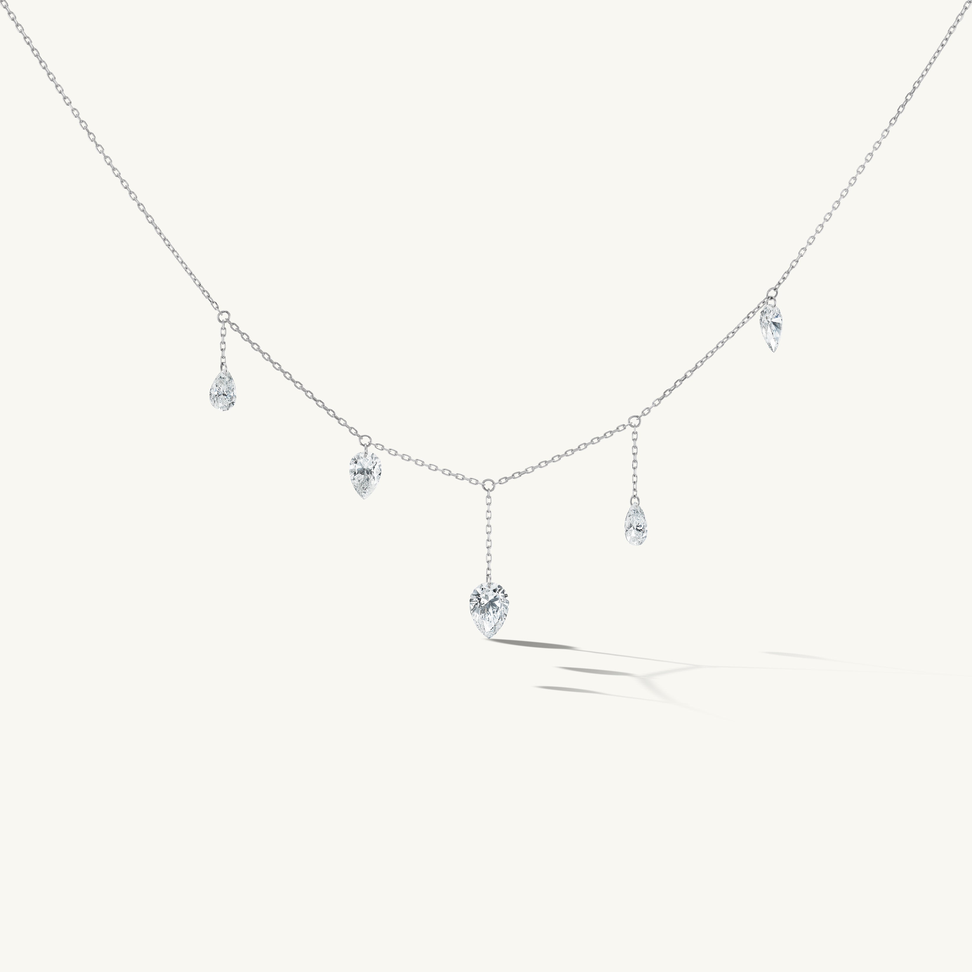 Pierced Pear Five Diamond Necklace