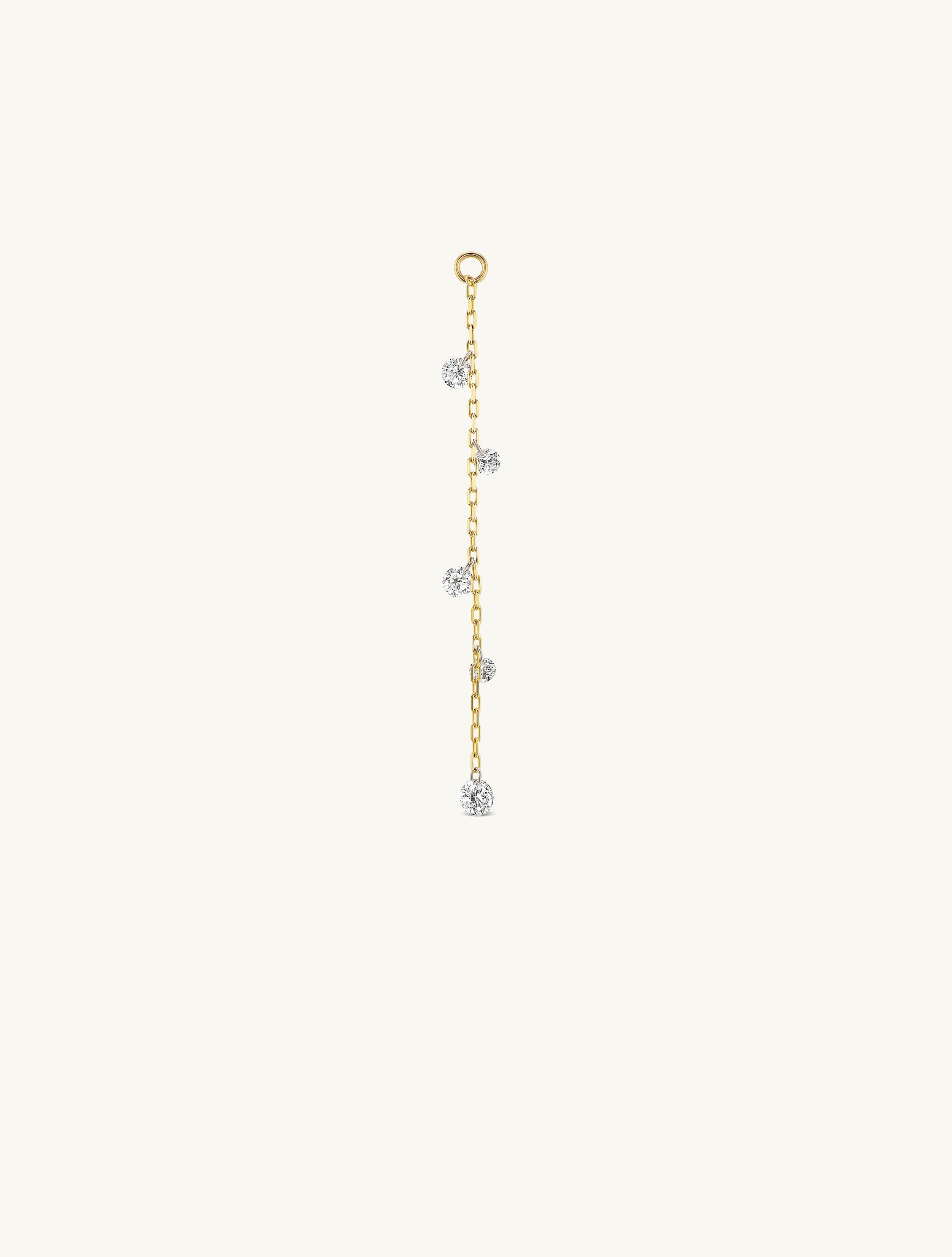 Long Pierced Diamond Dew Charm + Free 8mm Gold Huggies