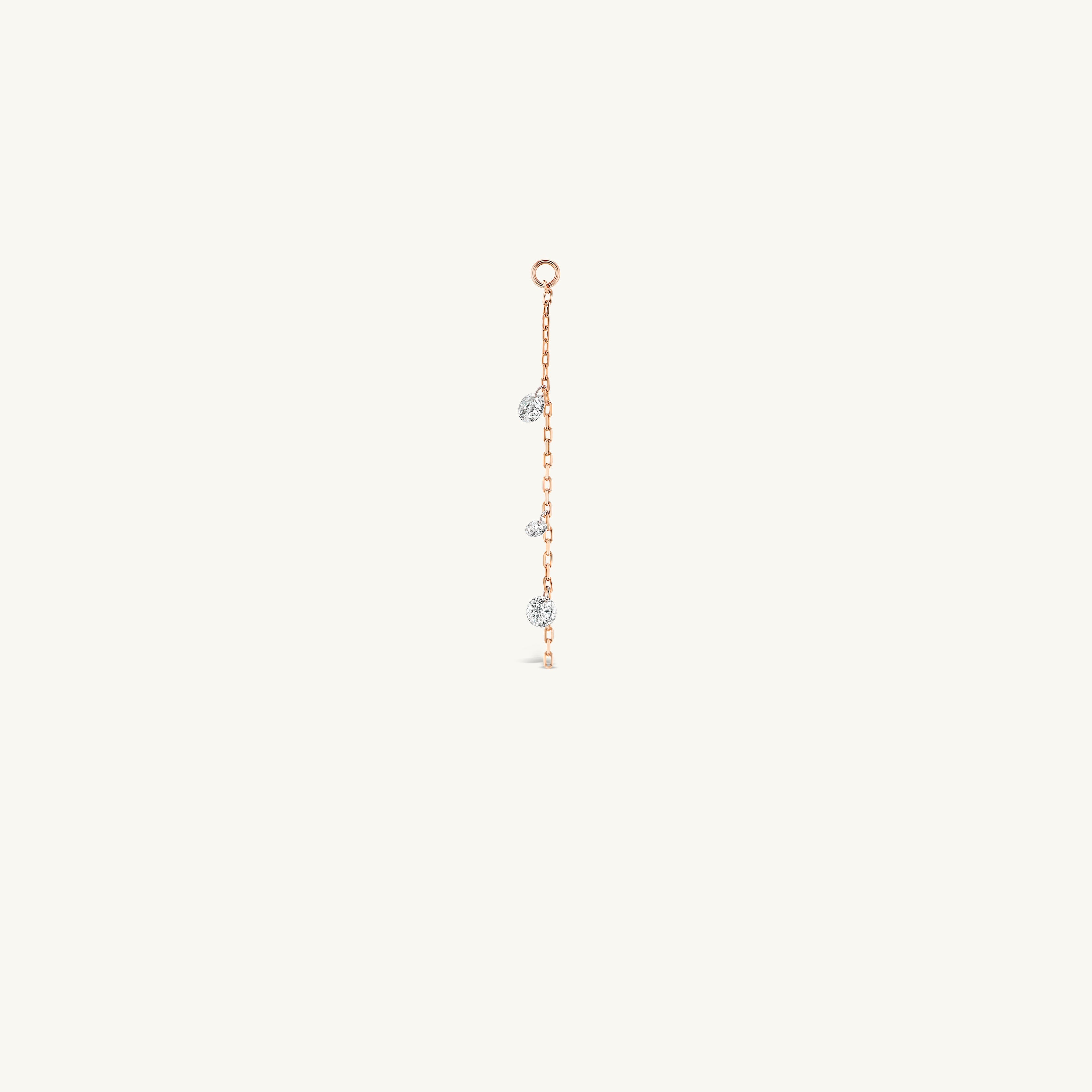 Three Pierced Diamond Dew Charm + Free 8mm Gold Huggies