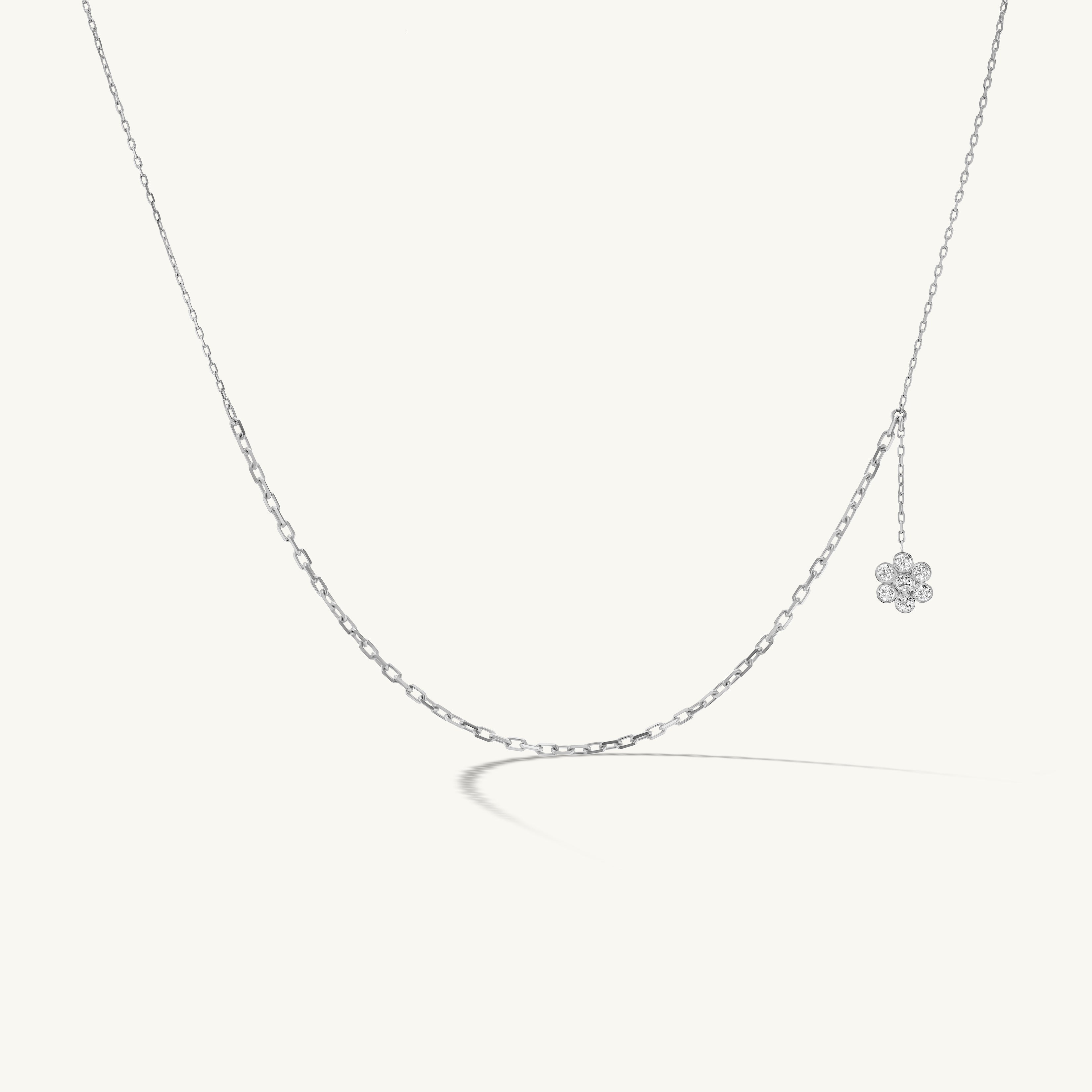 Asymmetrical Diamond Flower Necklace