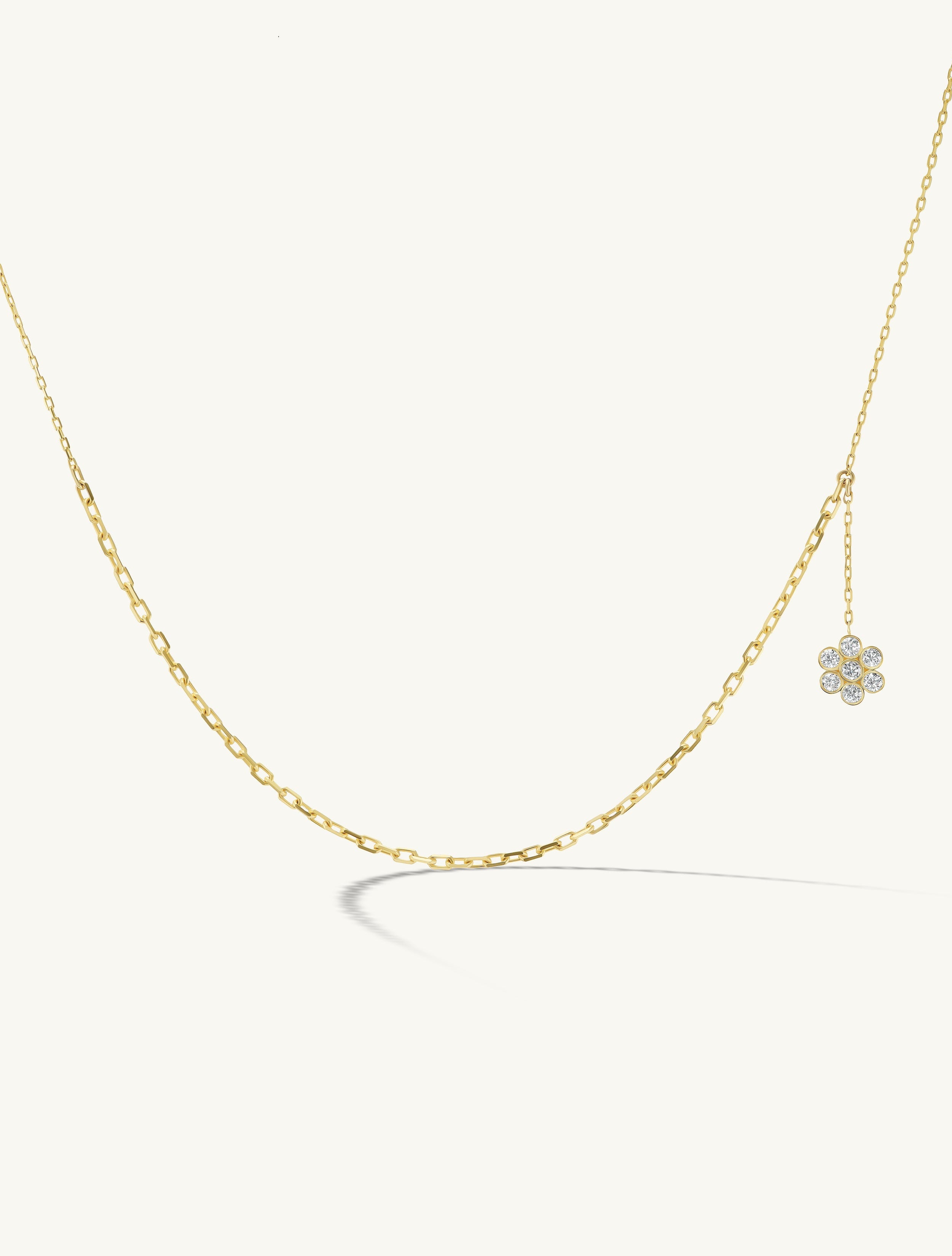 Asymmetrical Diamond Flower Necklace