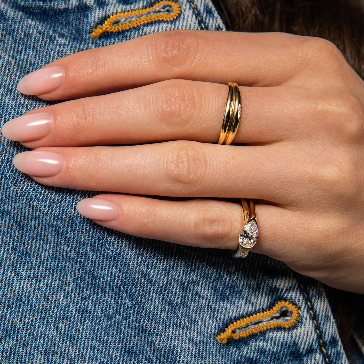Crossover Pear Pinky Ring