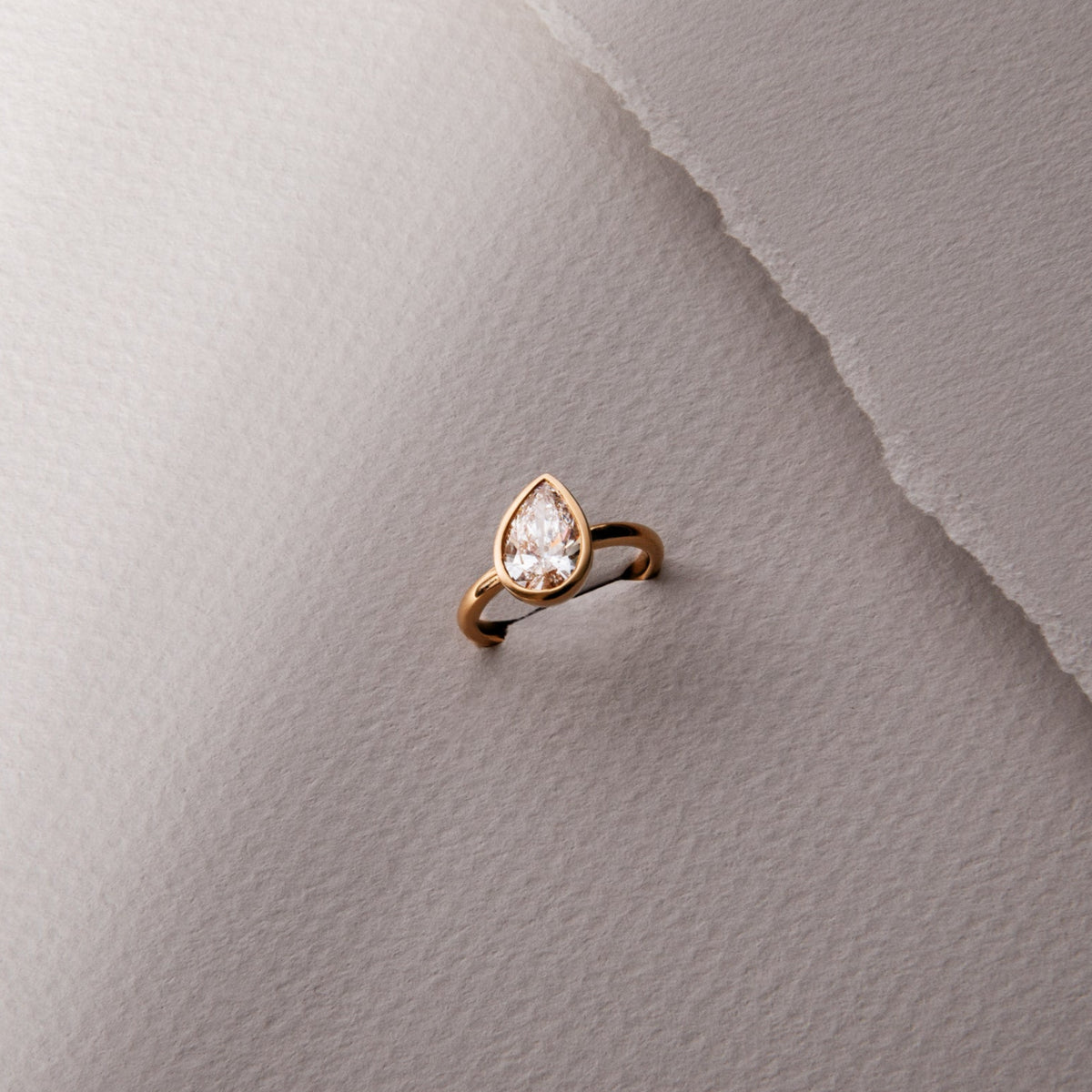 Tilted Pear Pinky Ring